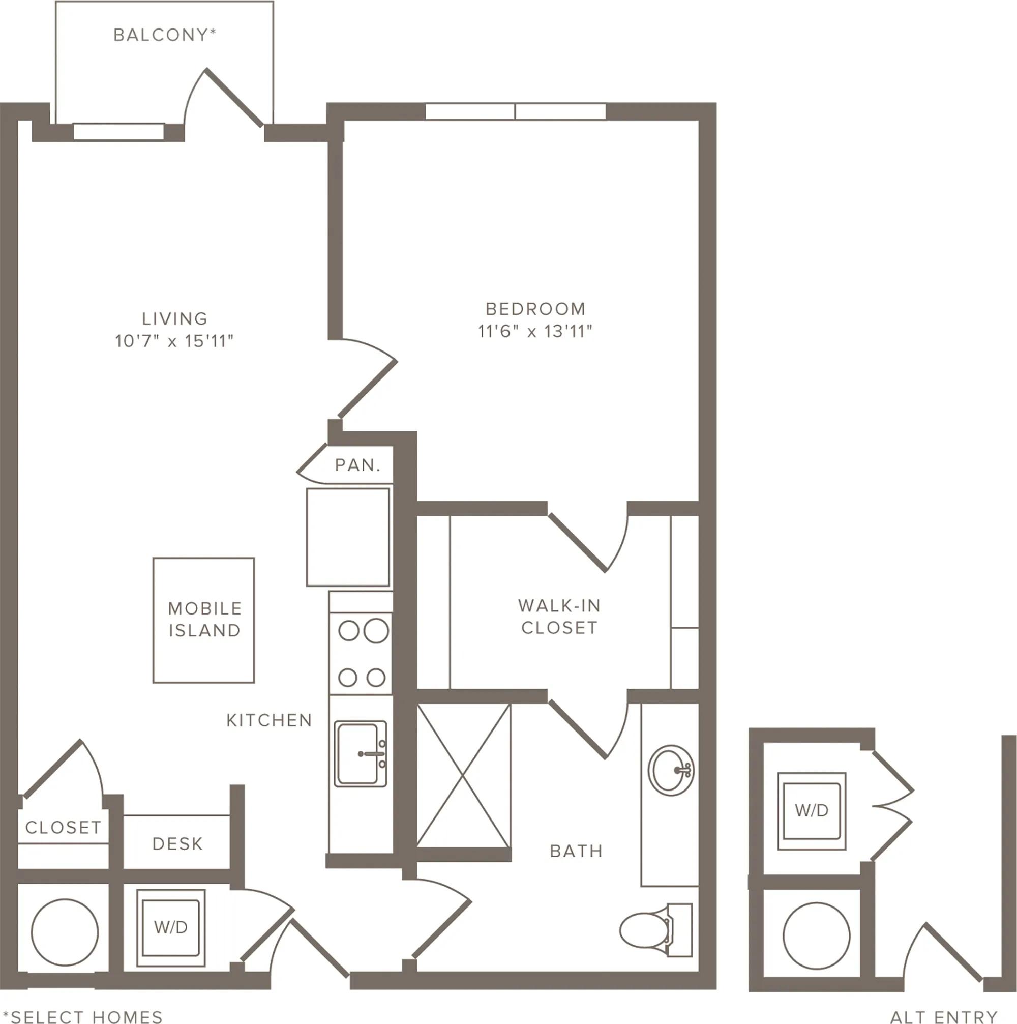 738 square foot one bedroom one bath floor plan image
