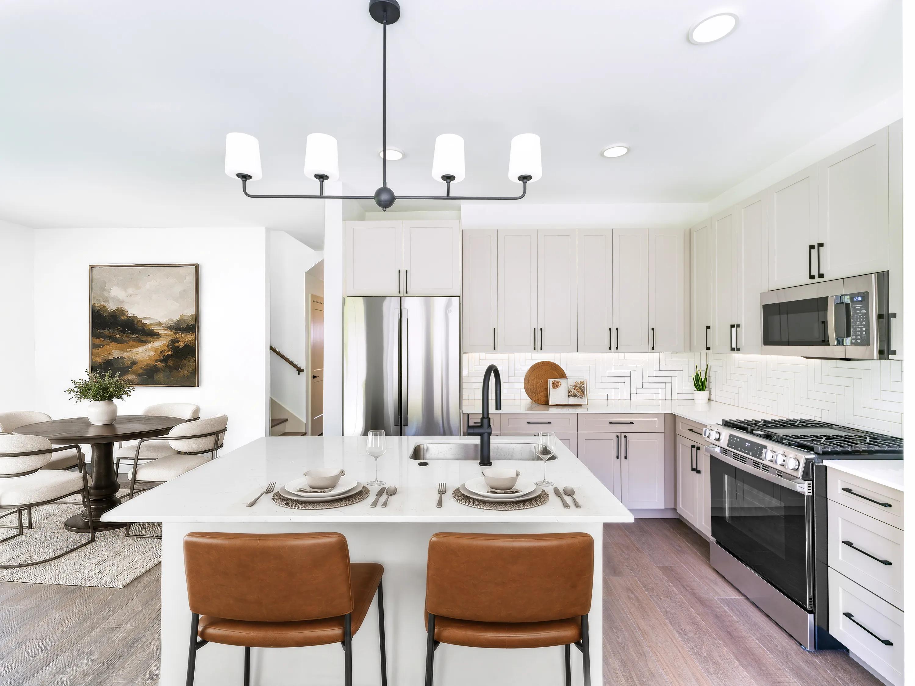 Open-concept kitchen with a spacious island modera weston apartments and townhomes for rent  for rent in weston ma near boston