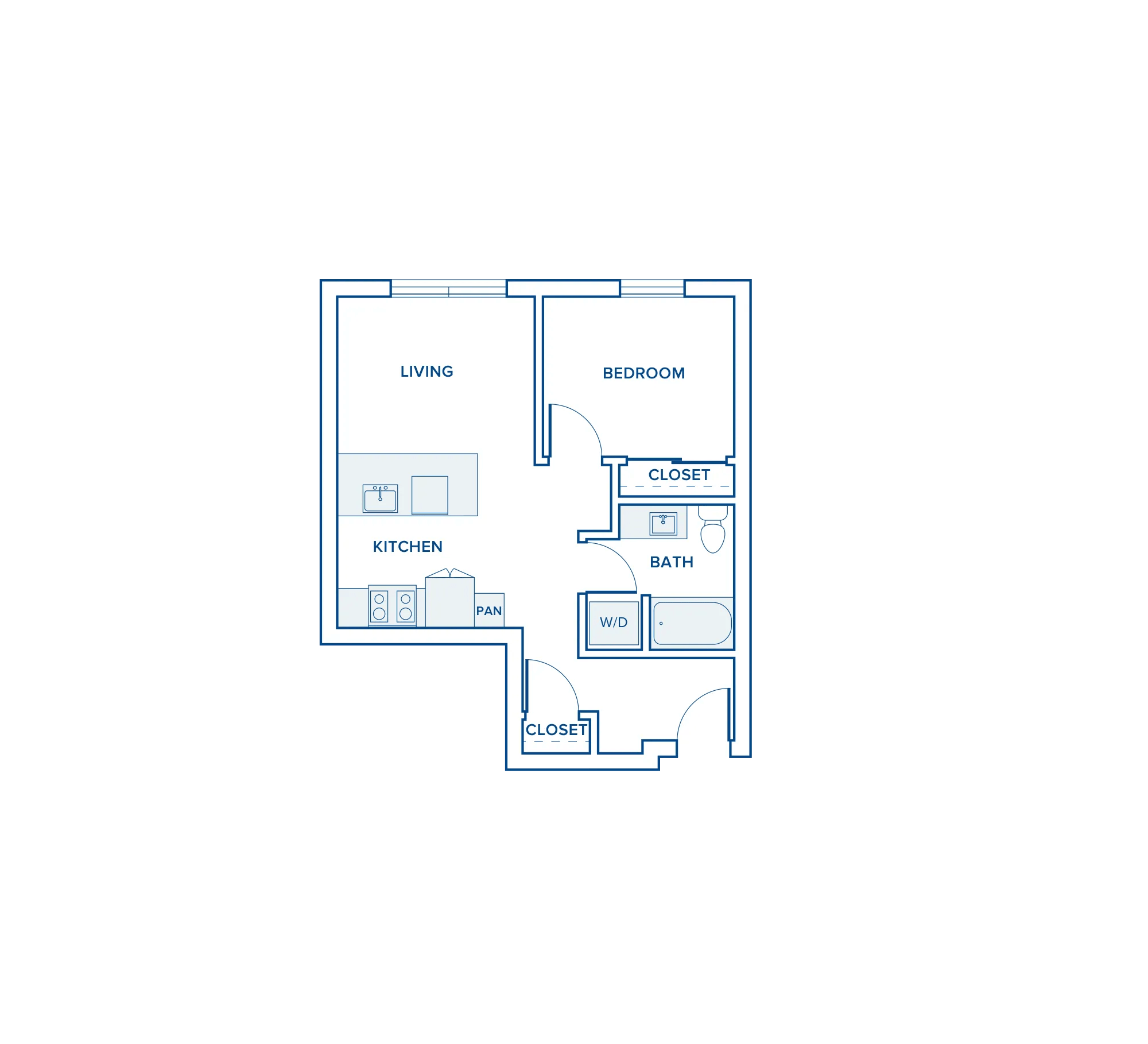 616 square foot one bed one bath floor plan in Shoreline, WA