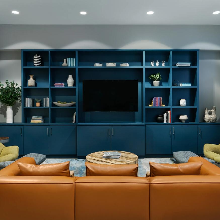 tv in entertainment center blue metropolitan at 40 park apartment homes for rent in morristown nj