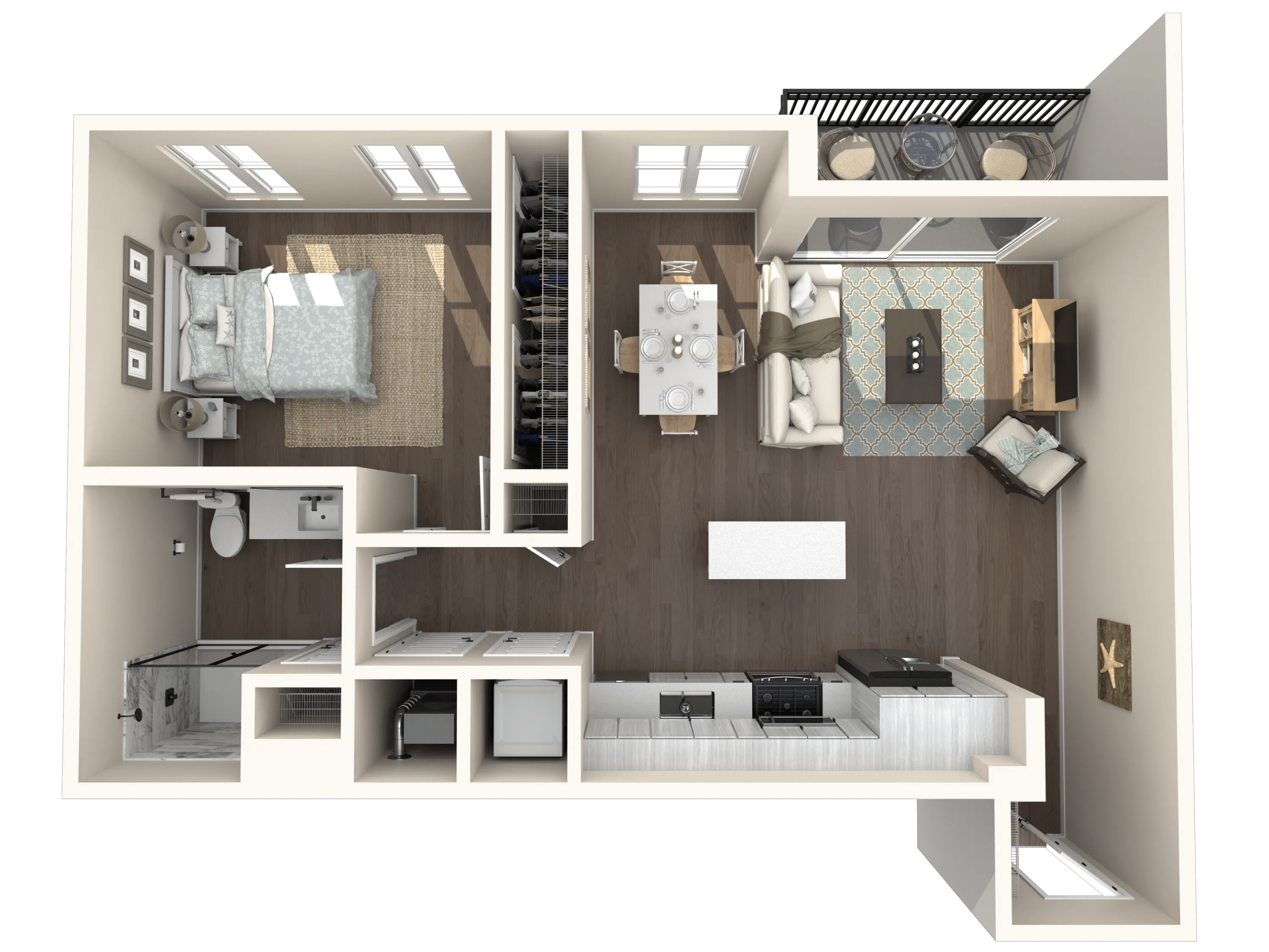 790 square foot one bedroom one bath apartment floor plan image