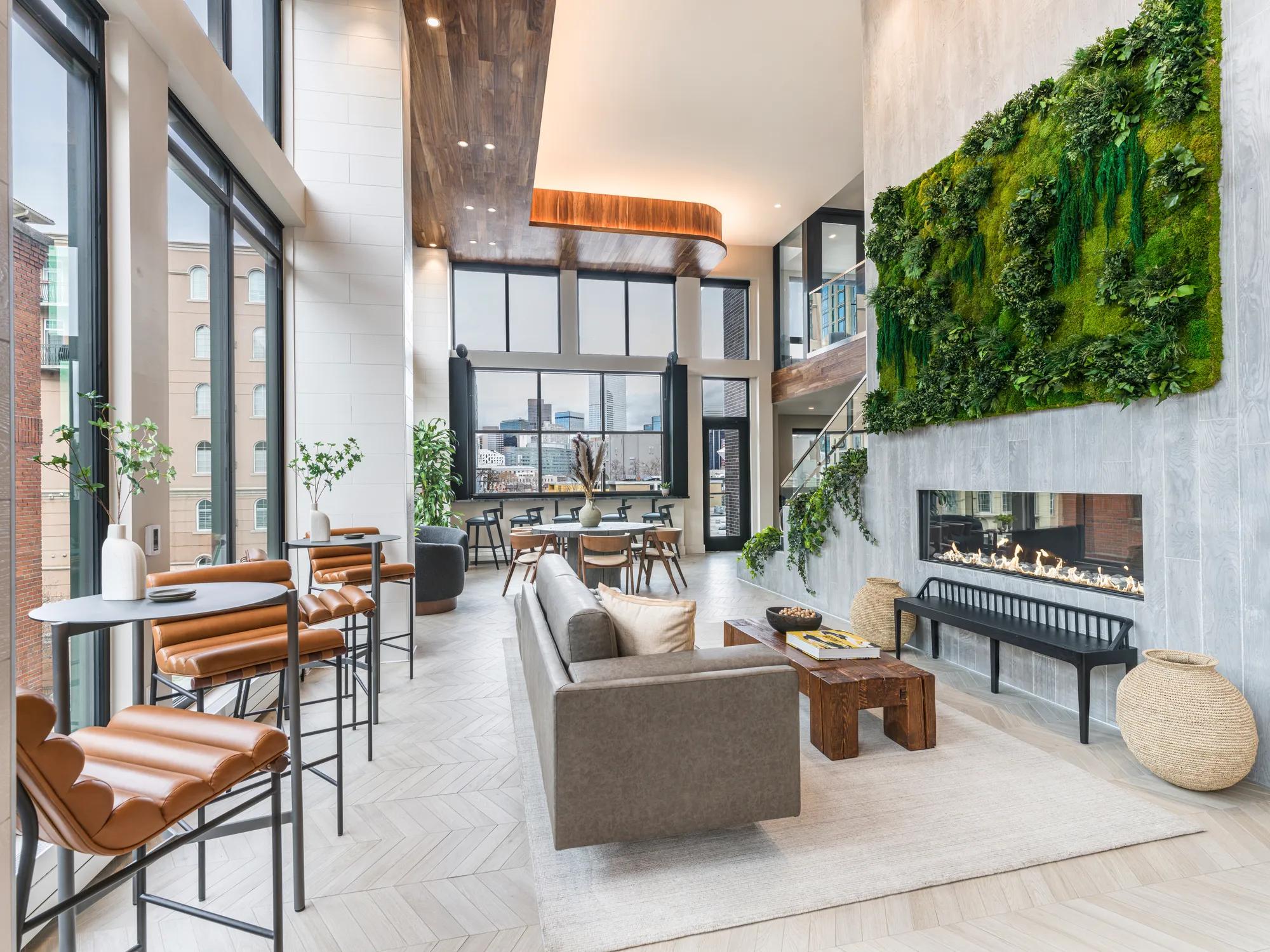 modern clubroom with green wall at modera golden triangle