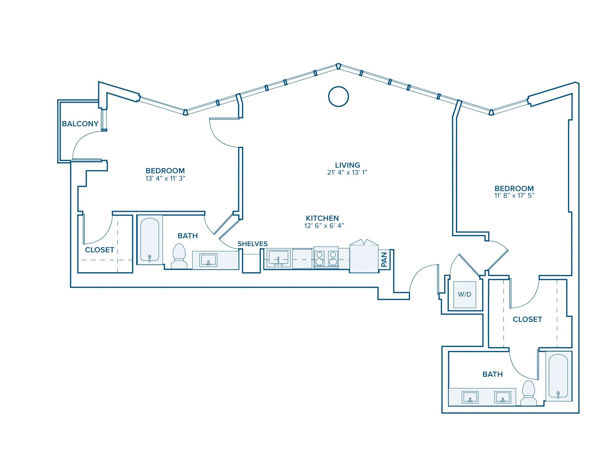 B04: 2 bed 2 bath in Nashville | 1177 sq ft