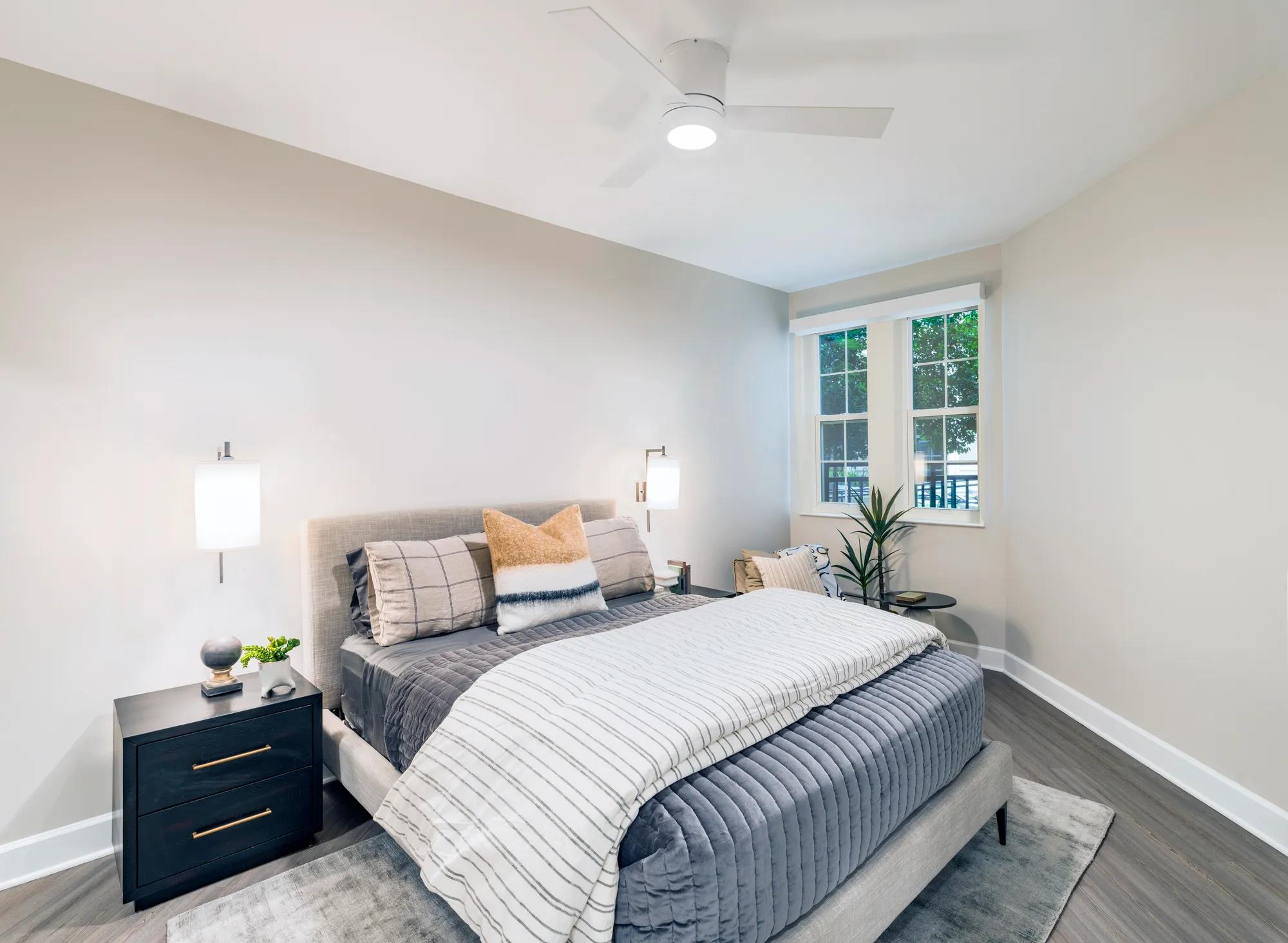 Spacious bedroom with oversized windows for plenty of natural light