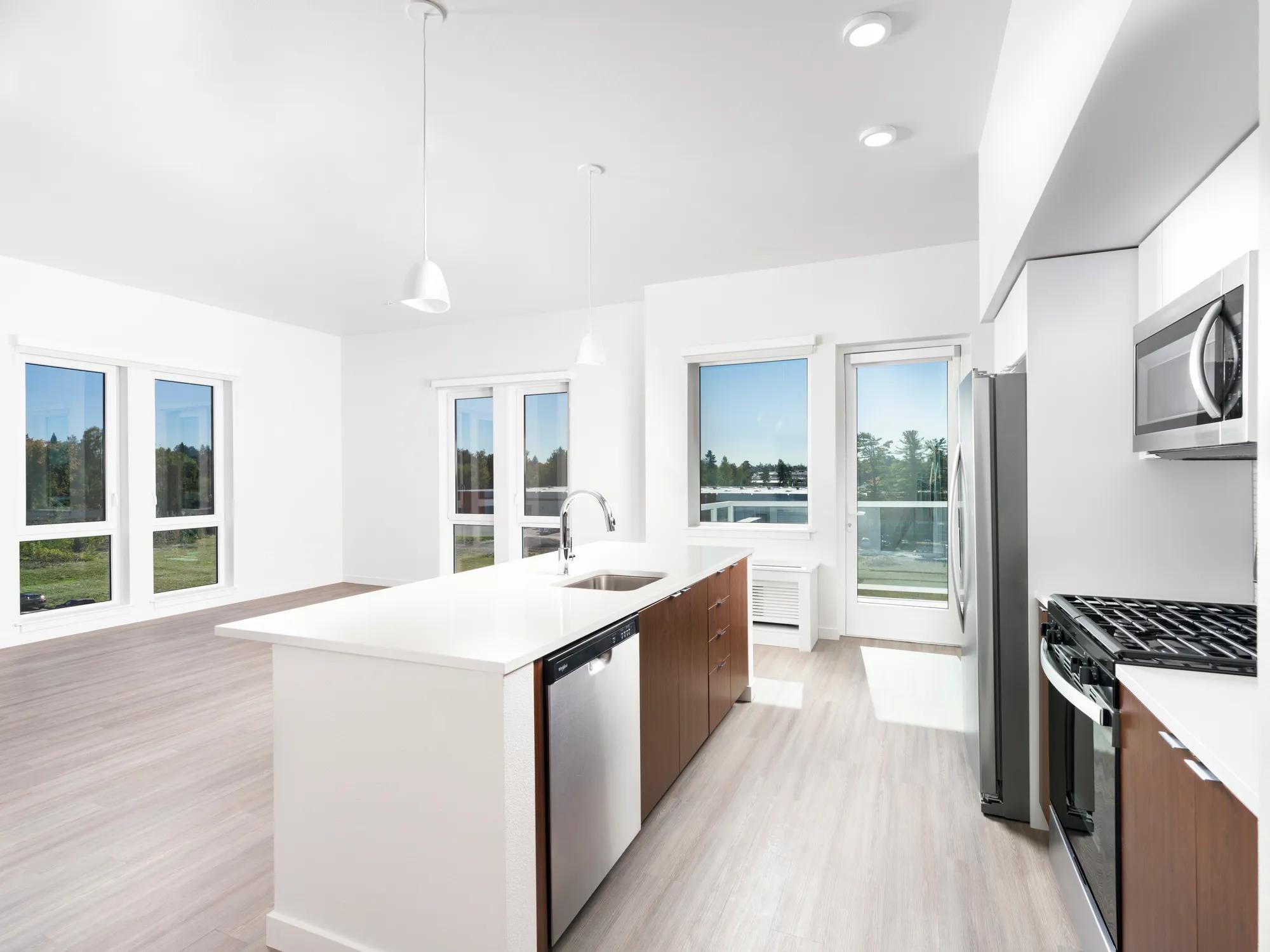 Large chef’s island with built-in storage