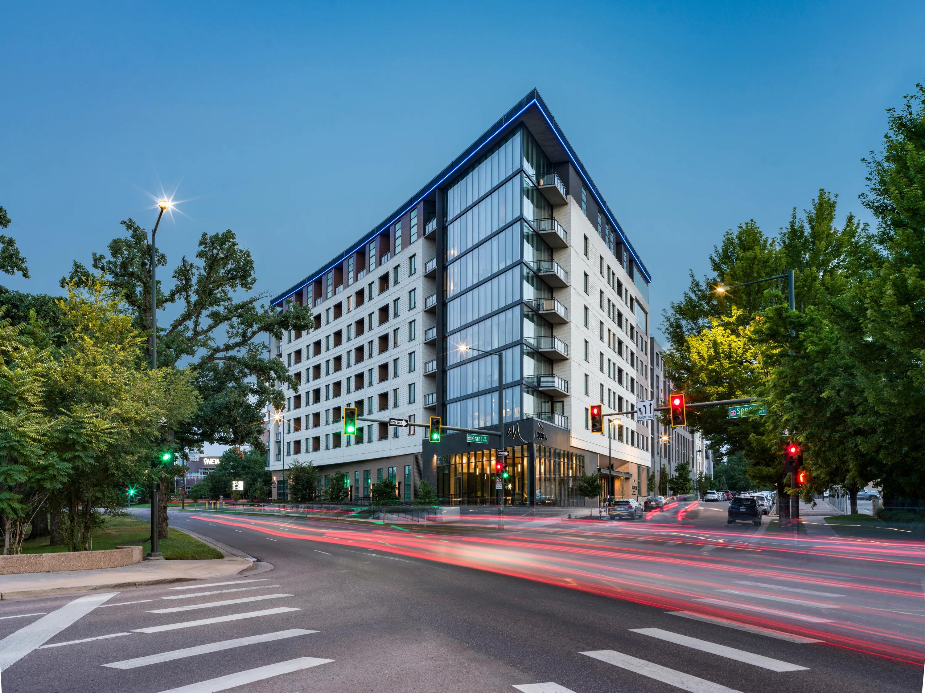 Exterior rendering of Modera West Wash Park from the street view