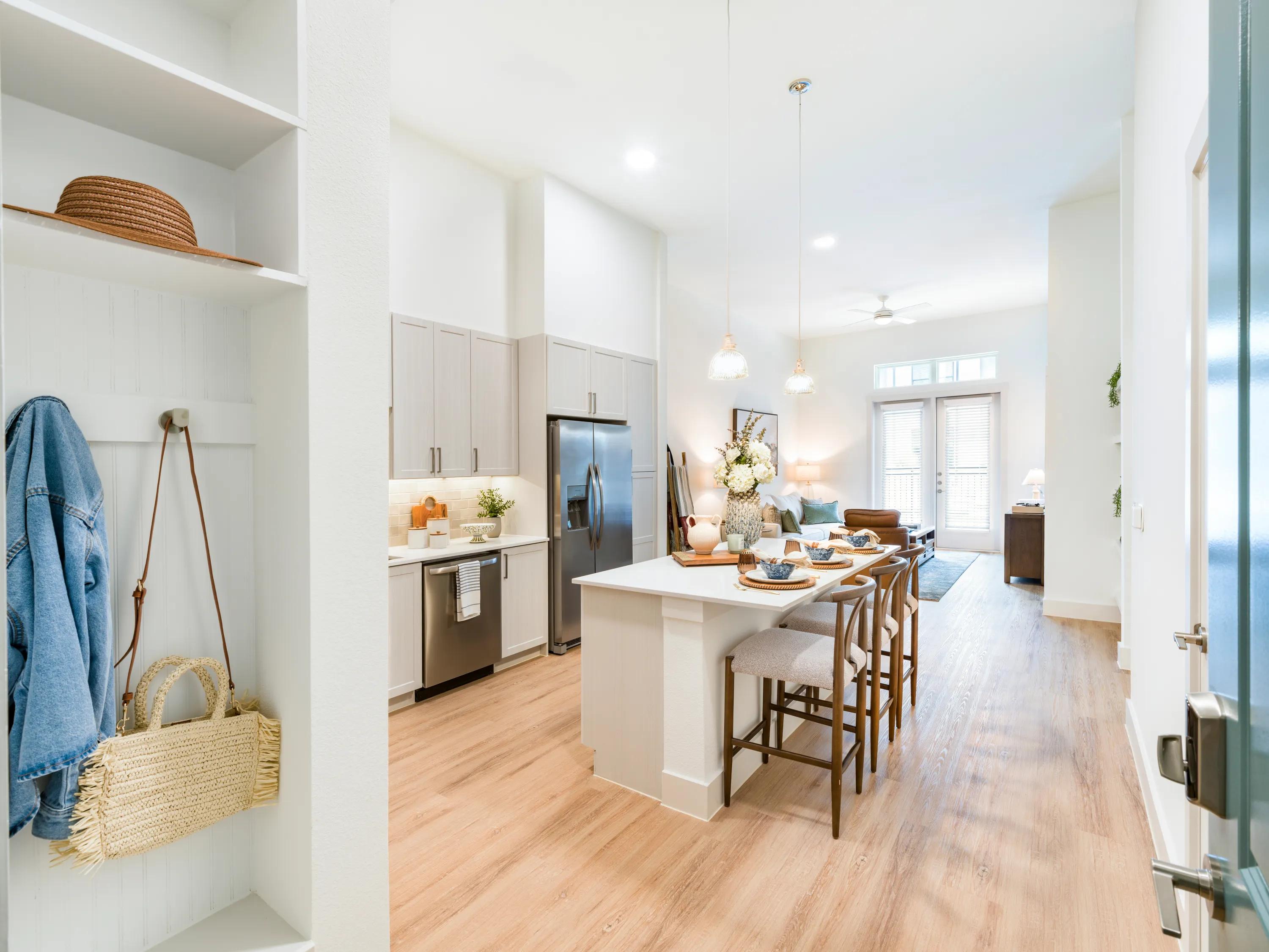 open entry with built-in mudroom modera walsh heights apartments aledo tx