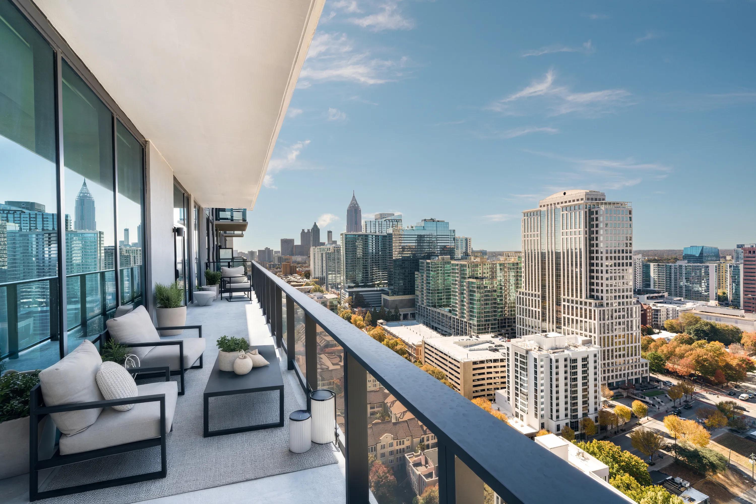 penthouse patio with views of midtown atlanta  modera parkside apartment homes for rent in atlanta ga