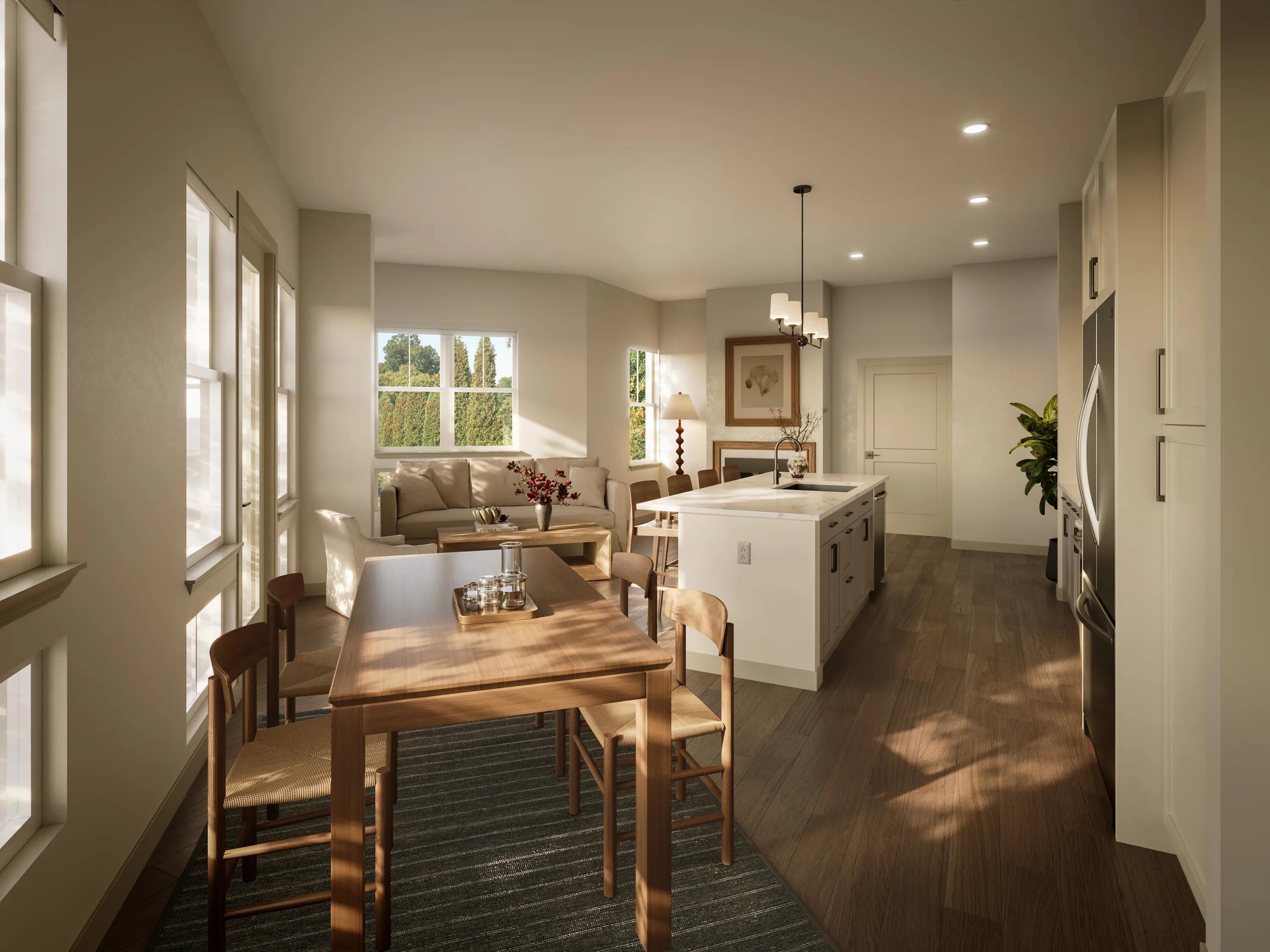 dark kitchen rendering with white cabinetry modera weston apartments for rent in weston ma near boston