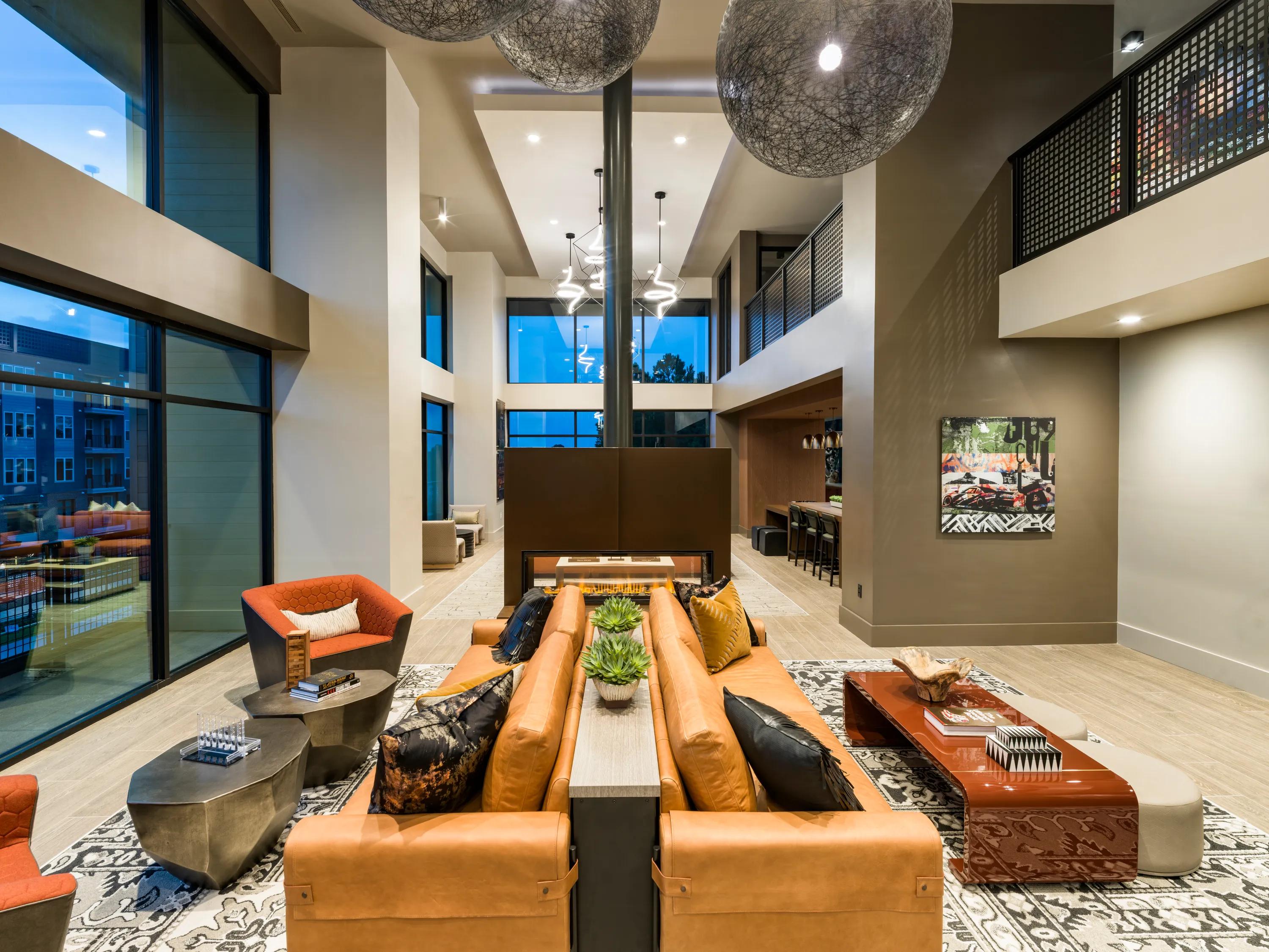 indoor seating area with couches  modera loso apartment homes for rent in charlotte nc