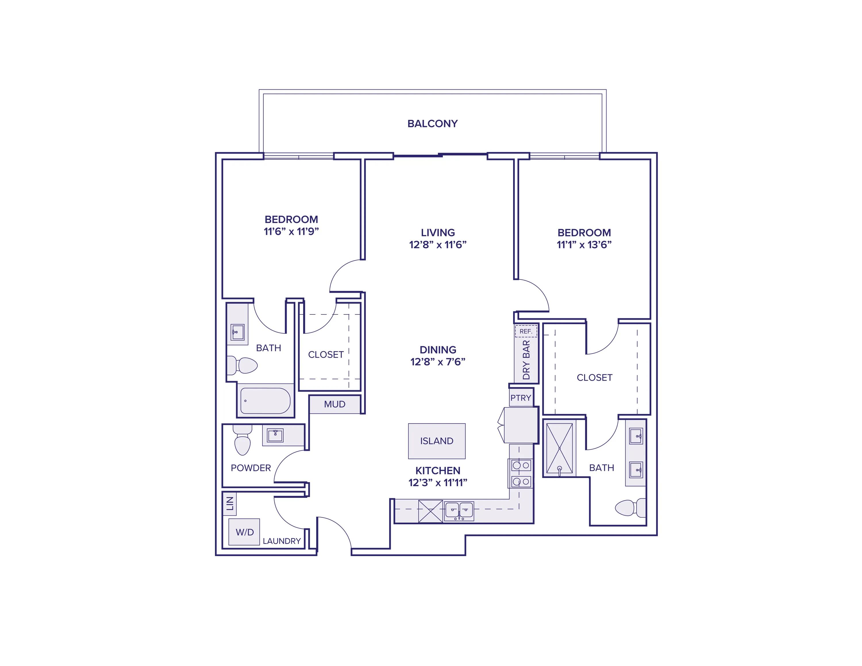 RB08: 2 Bed 2.5 Bath Floor Plan in Scottsdale | 1268+ sq ft