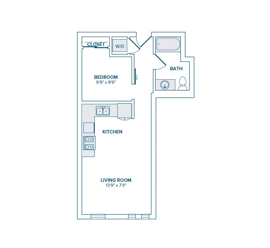 1 bedroom 1 bath 601-644 square foot apartment home