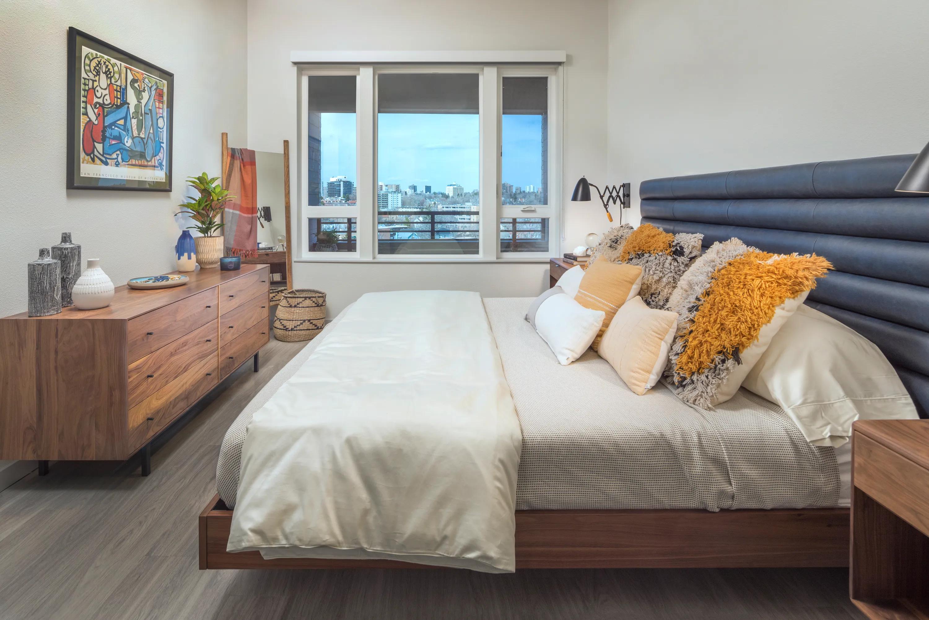 Bedroom in apartment at Modera West Wash Park in Denver, CO.