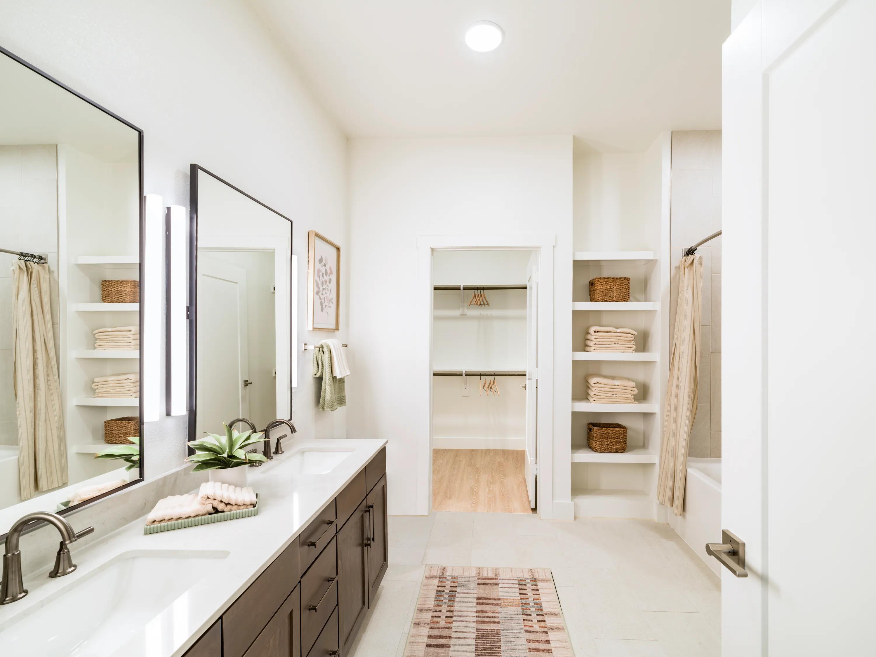 designer bathroom with double vanity modera trailhead apartment homes for rent in dallas texas
