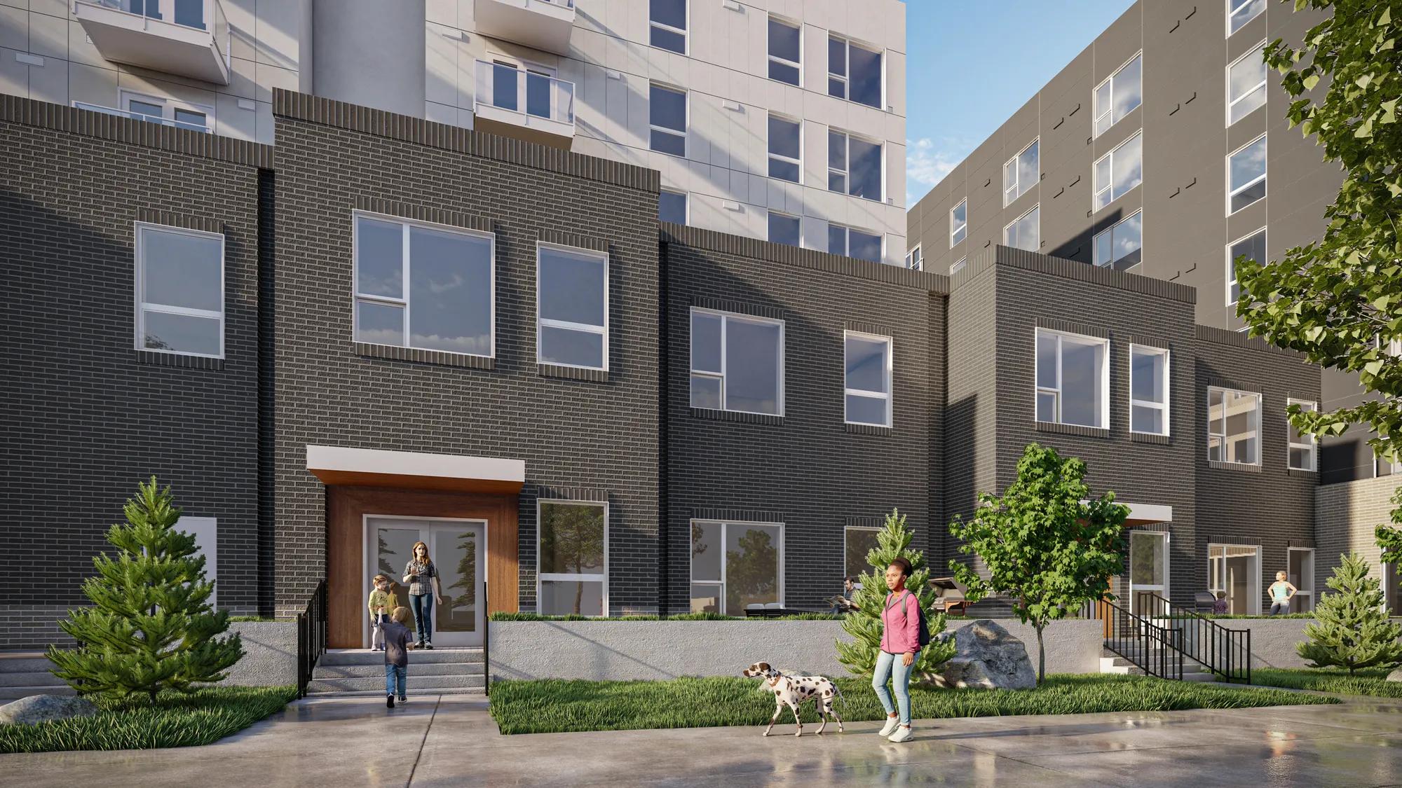 exterior apartment building rendering with balconies modera shoreline apartment homes for rent in wa