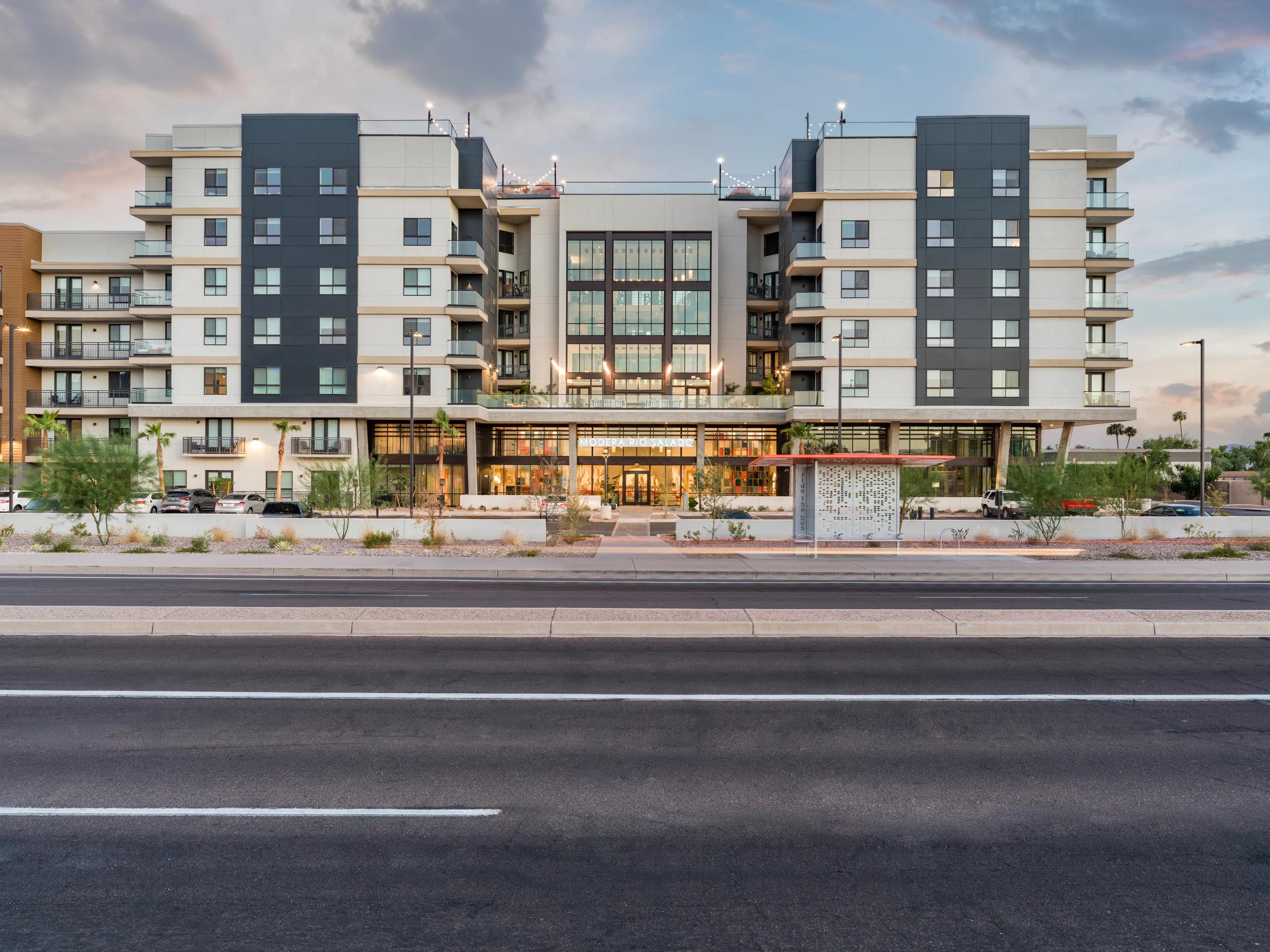 Contemporary mid-rise community modera rio salado apartments for rent in tempe az