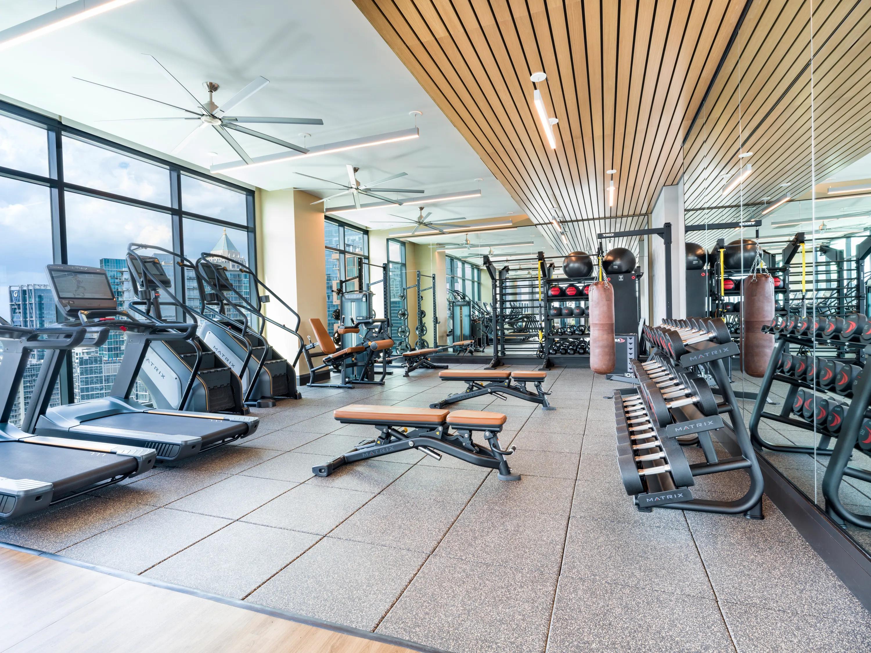 fitness center with weights modera parkside apartment homes for rent in atlanta ga