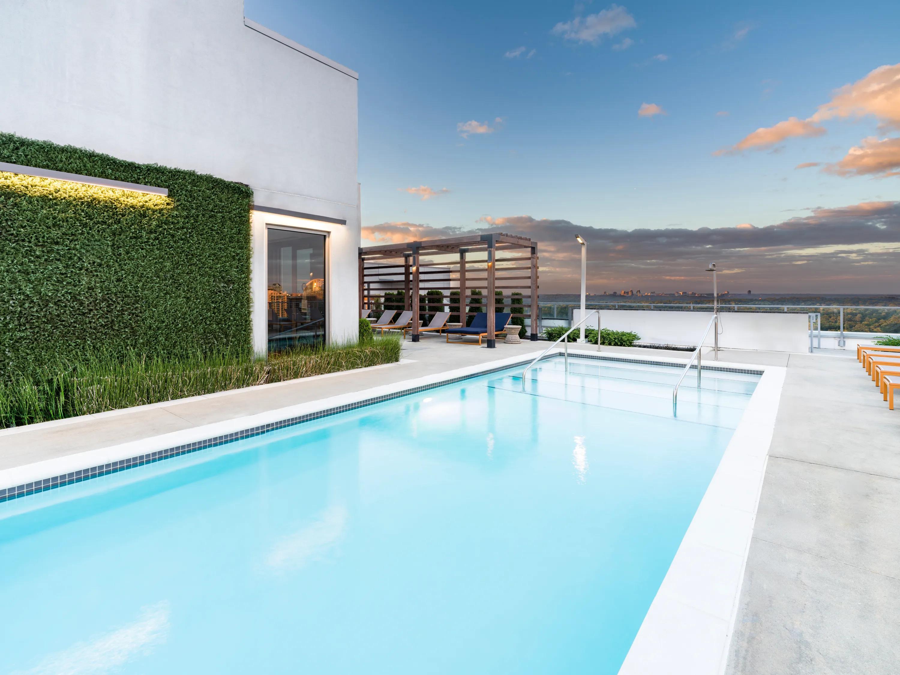 pool on rooftop of modera old ivy apartments in atlanta ga