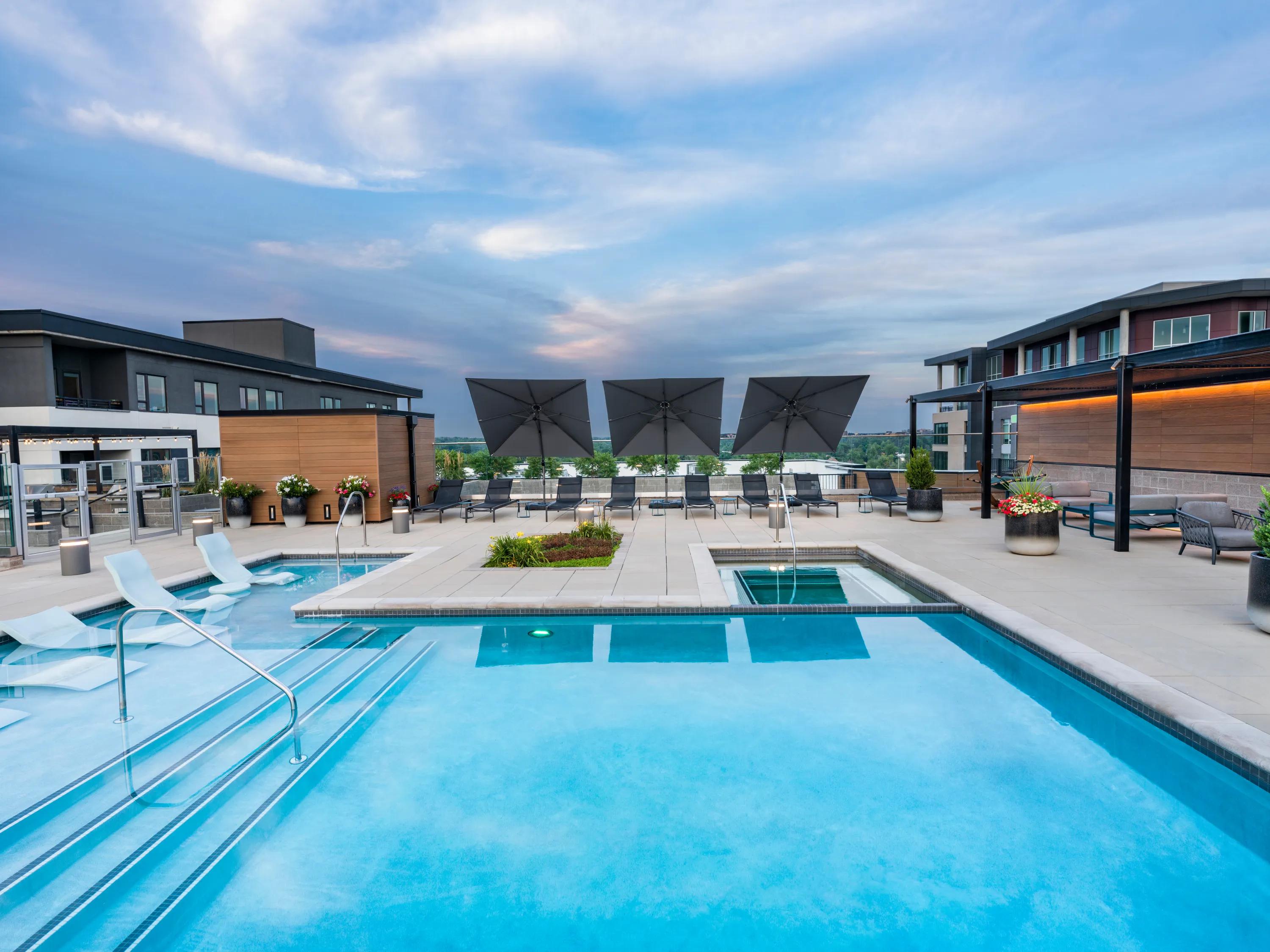 Exterior rending of rooftop pool area