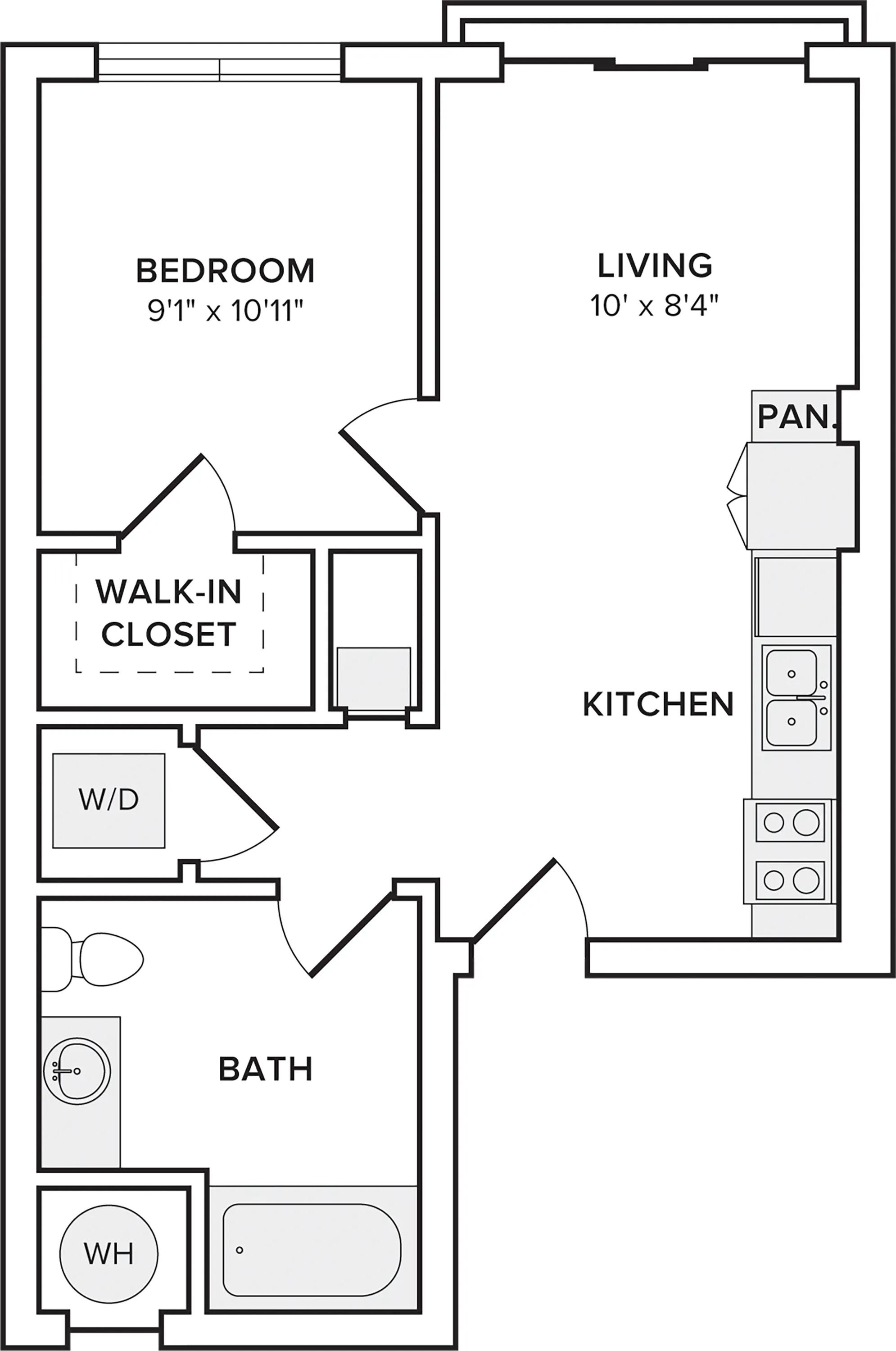 552 square foot one bedroom one bath floorplan image