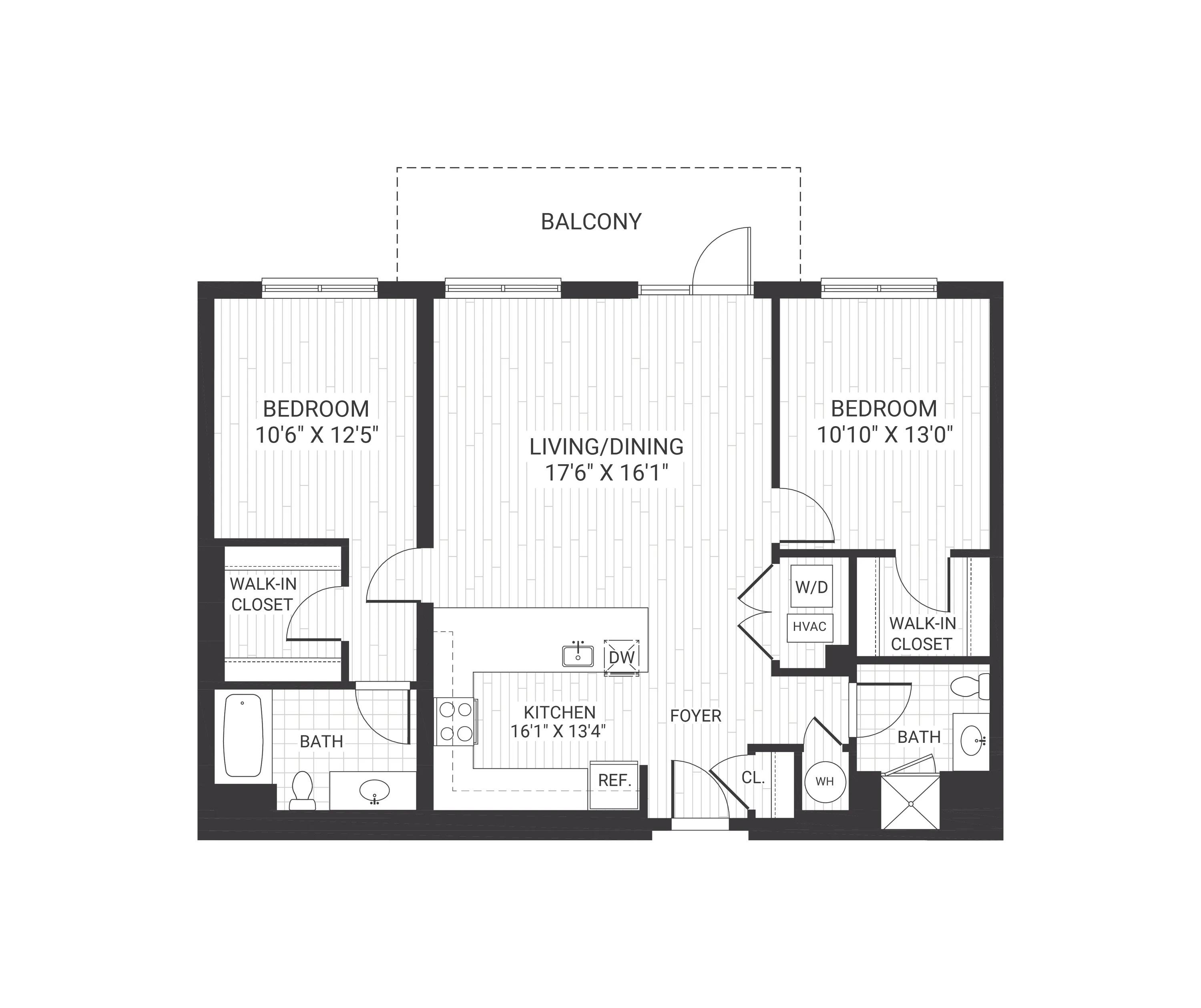 B08: Modern 2 Bed 2 Bath in Morristown, 1139 sq ft