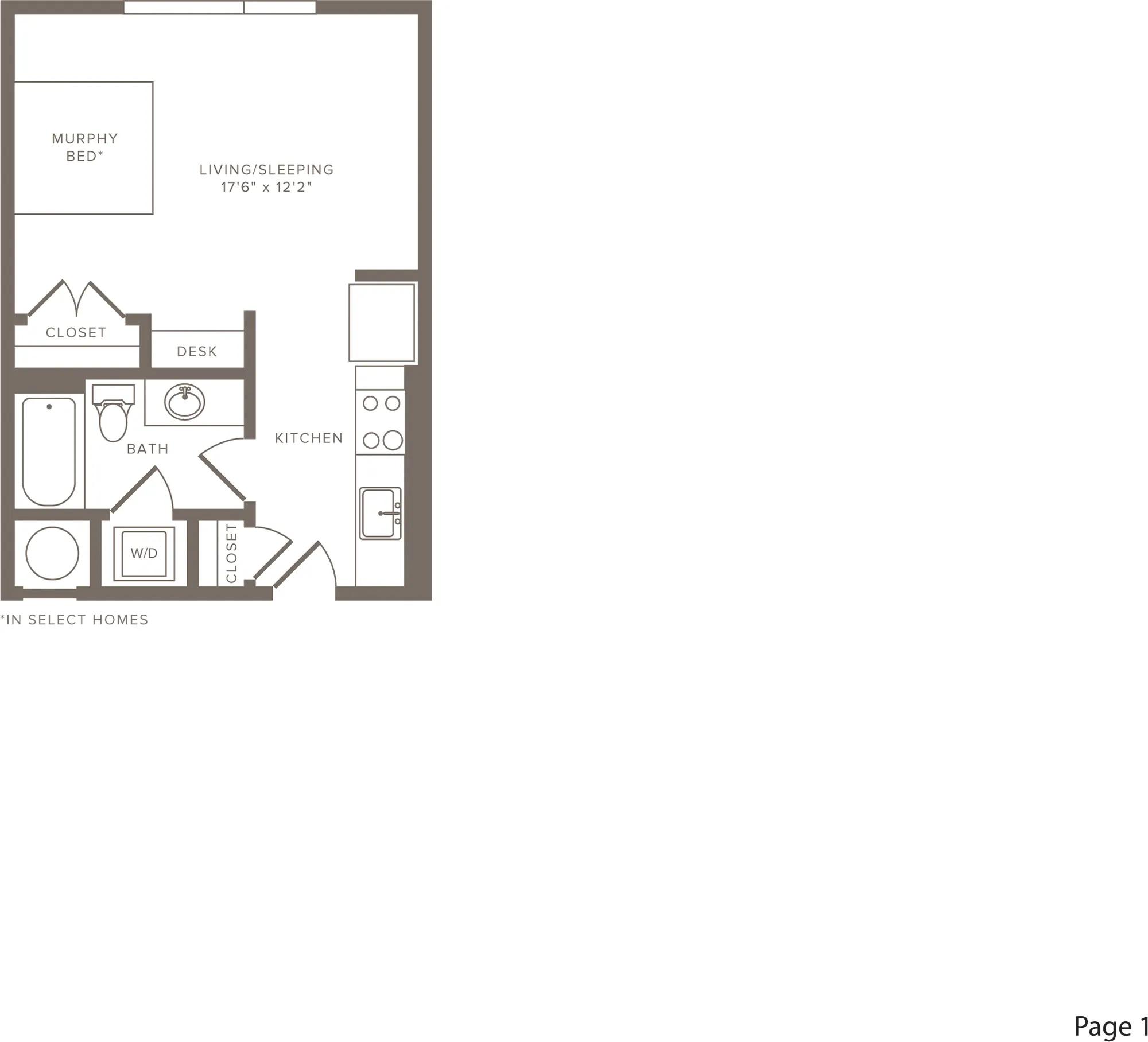 482 square foot studio one bath apartment floor plan image