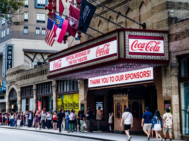 front of fox theater venue modera parkside apartment homes for rent in atl ga
