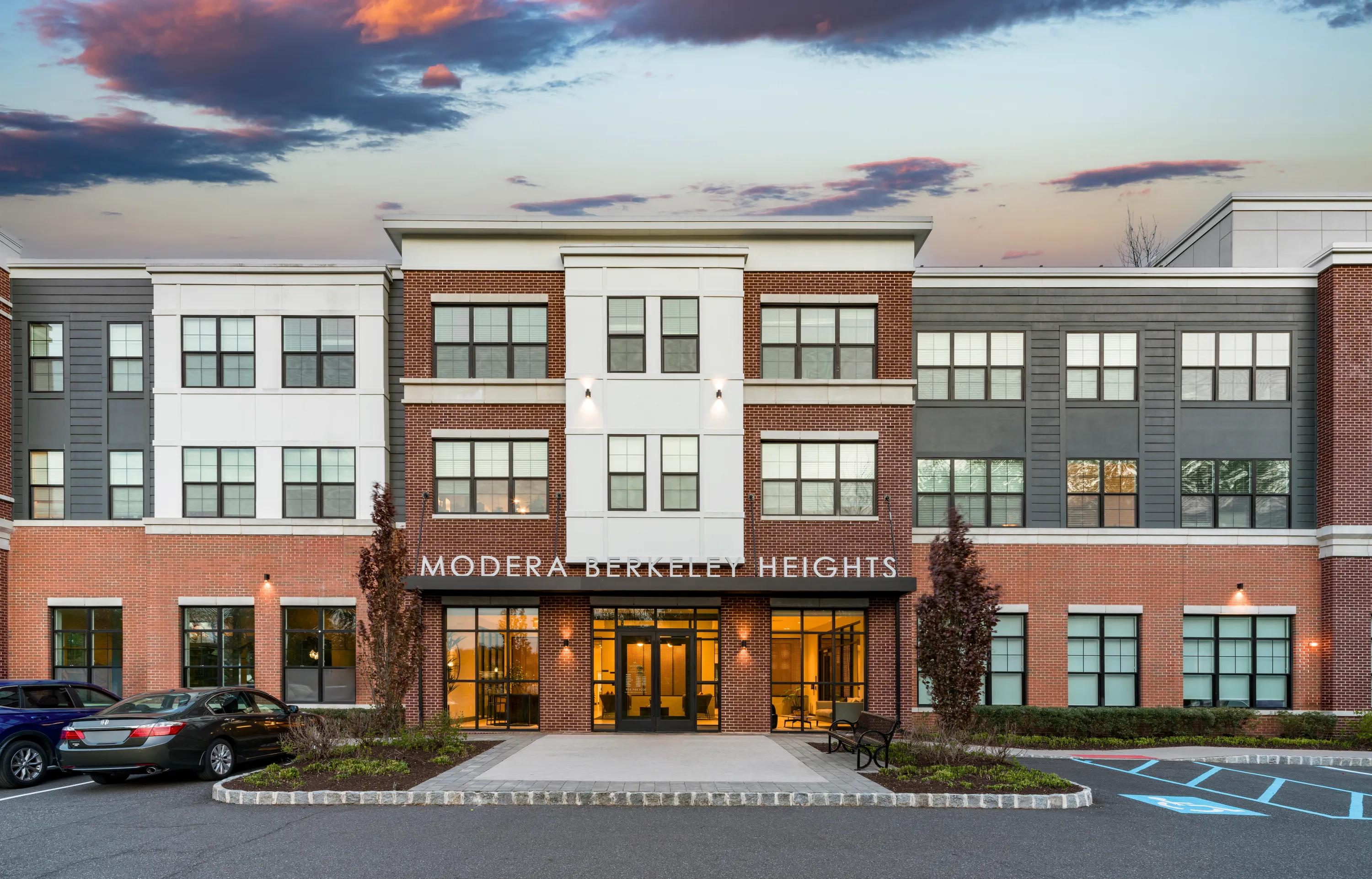 exterior building shot at modera berkeley heights apartments in new jersey