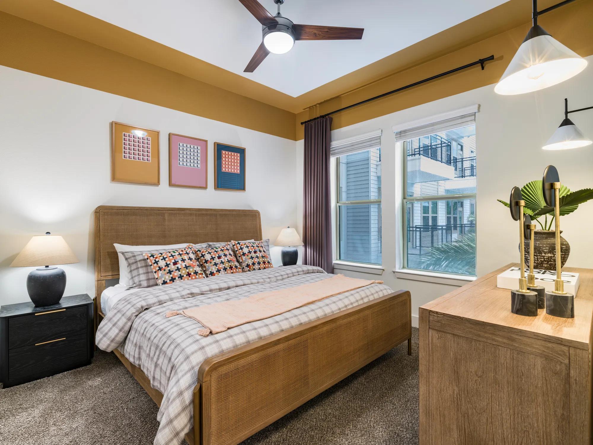 Spacious bedroom with oversized windows for plenty of natural light