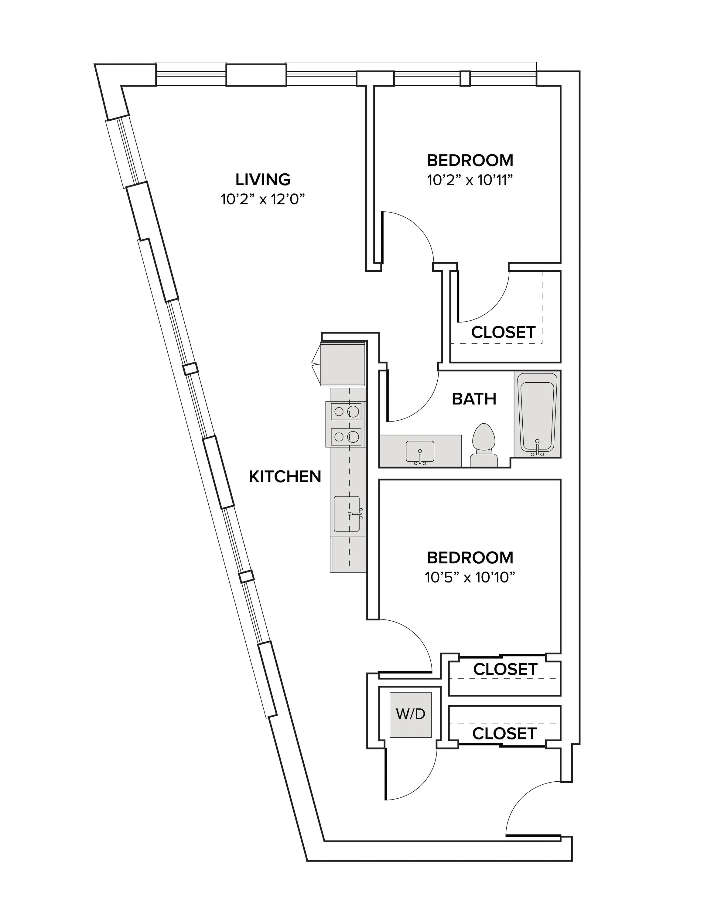 897 square foot one bedroom one bath with den apartment floor plan image