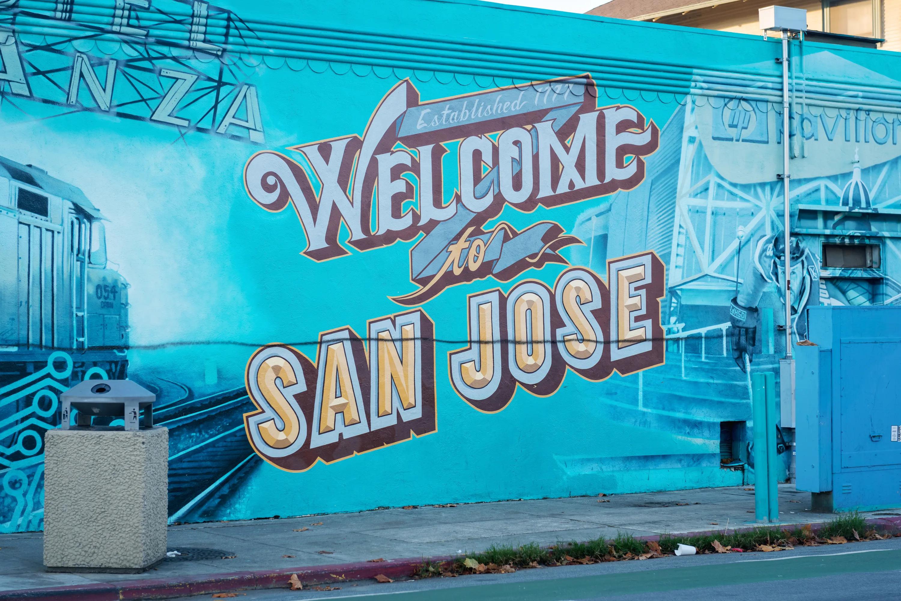 welcome to san jose mural nearby vespaio apartments in san jose ca for rent