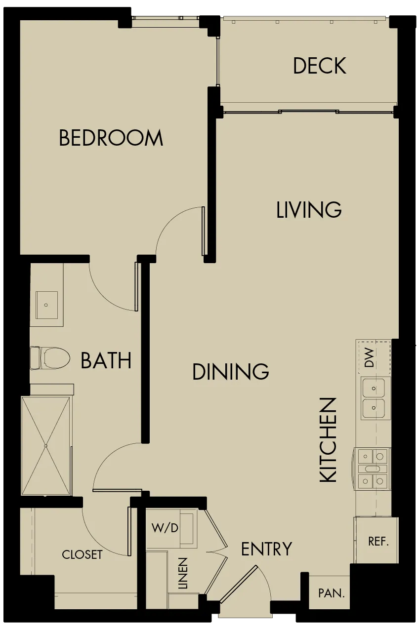 748 square foot one bed one bath floor plan image