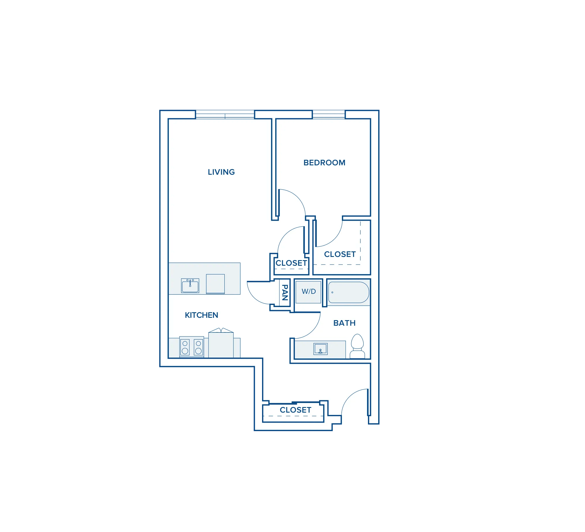 792 square foot one bed one bath floor plan in Shoreline, WA