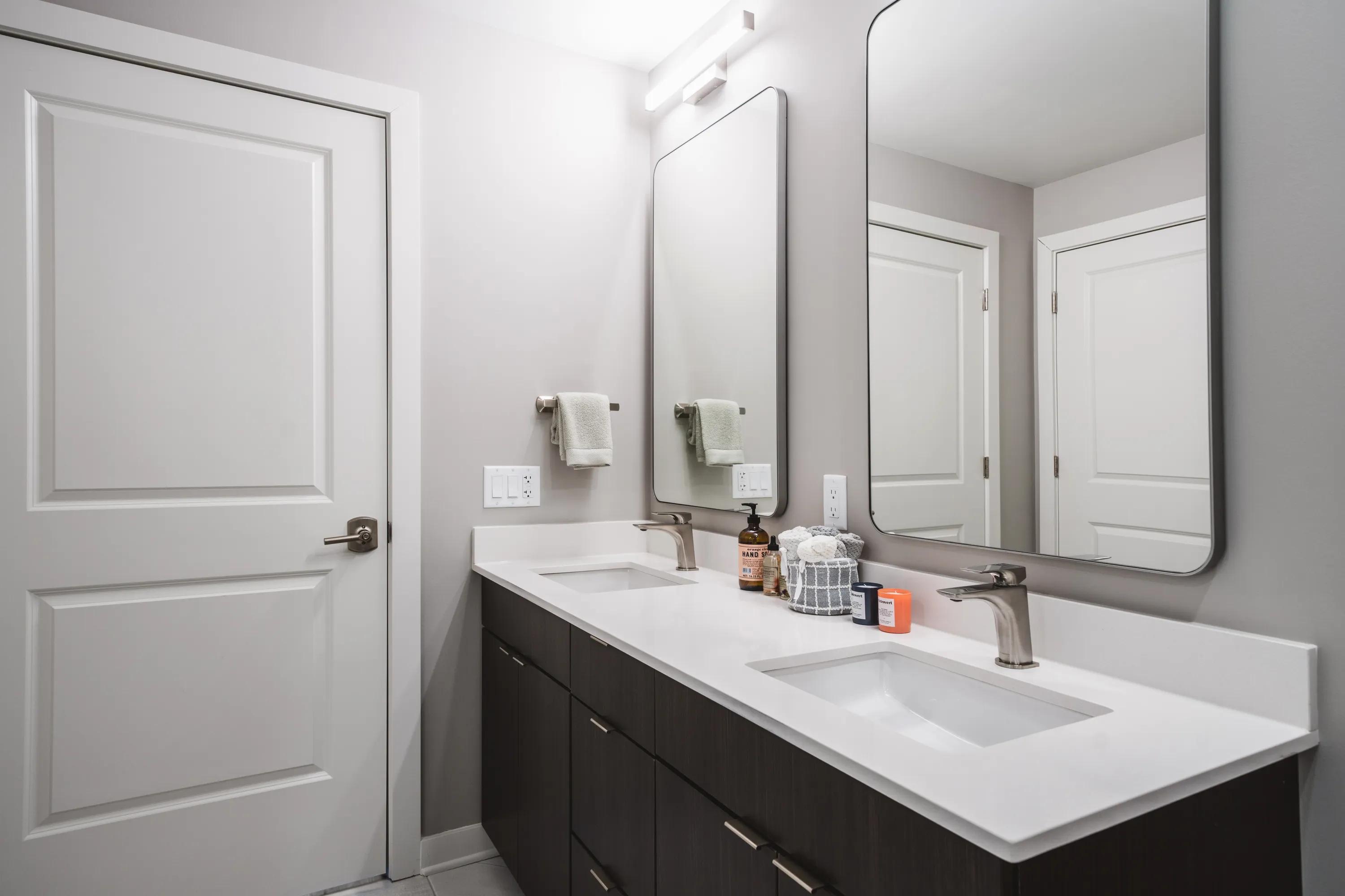 double vanity in bathroom modera parkside apartment homes for rent in atlanta ga