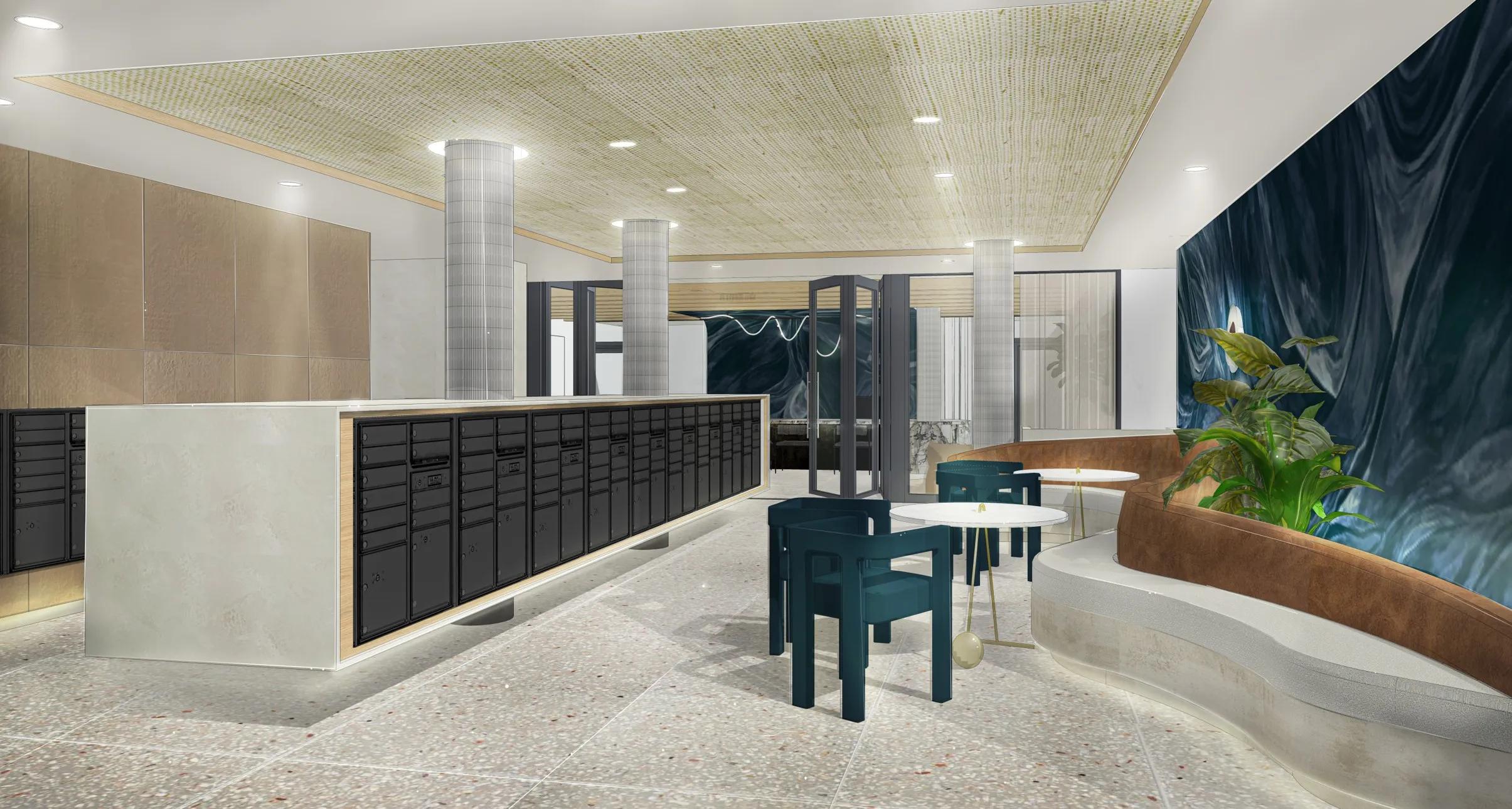 mail room rendering modera melrose apartments for rent in oceanside ca