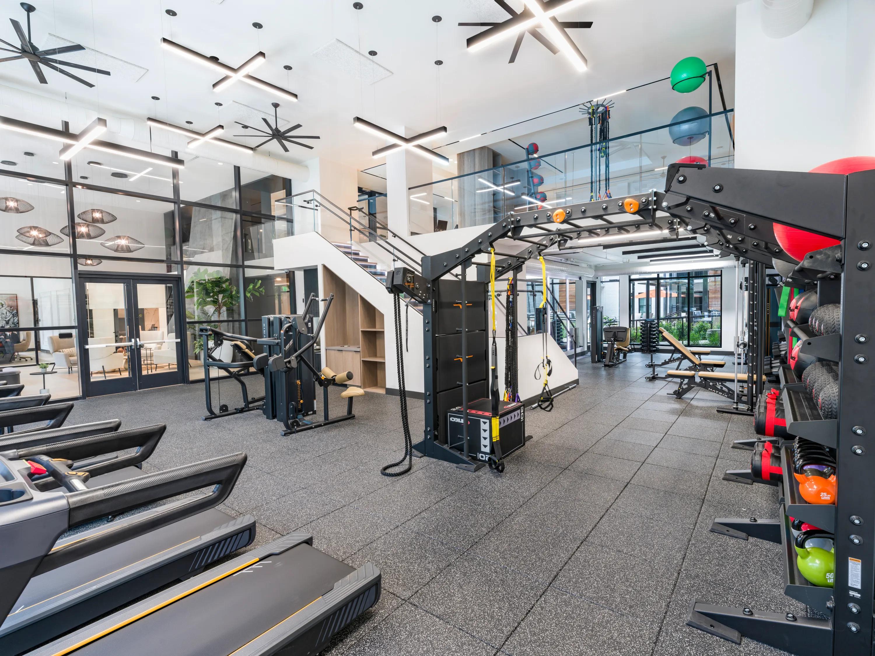 fitness center with free weights modera riverview apartment homes for rent in tn rendering