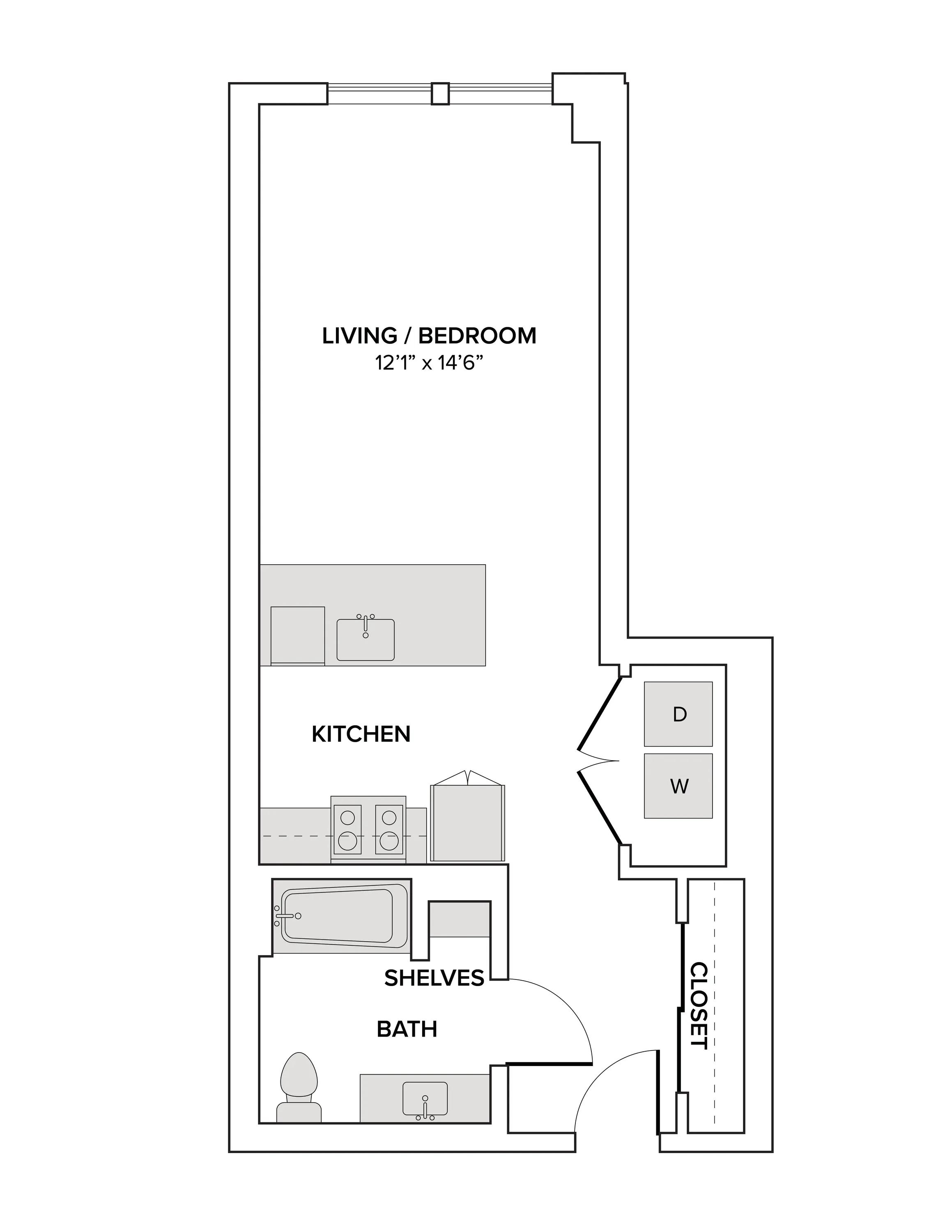578 square foot studio one bath apartment floor plan image