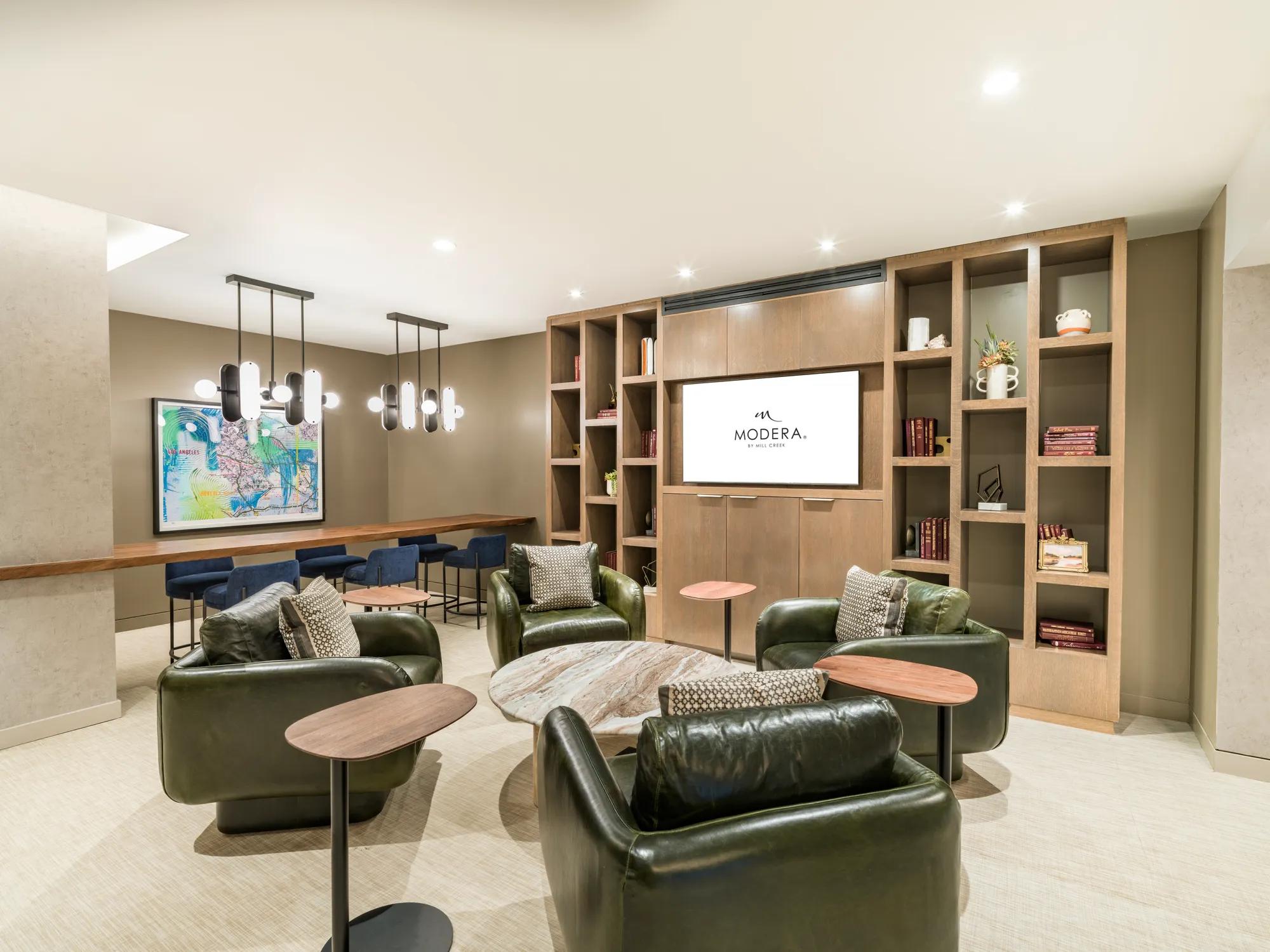 coffee bar area and lounge space modera argyle apartments for rent in los angeles ca