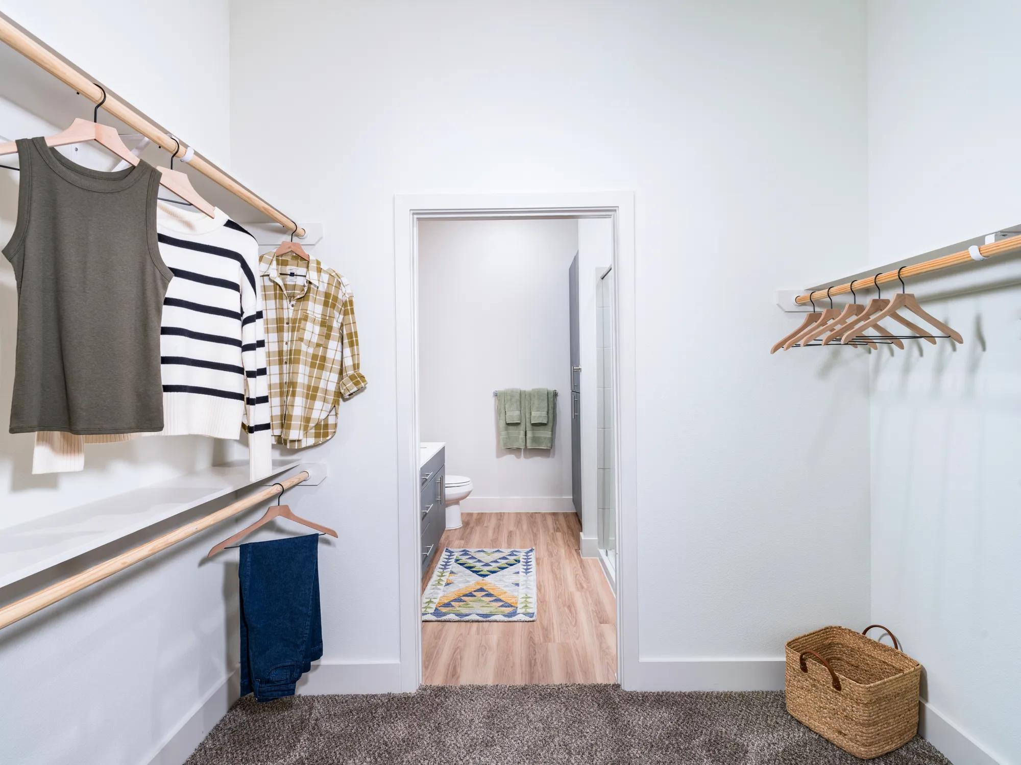 Custom shelving in closets for a sleek appearance and functionality
