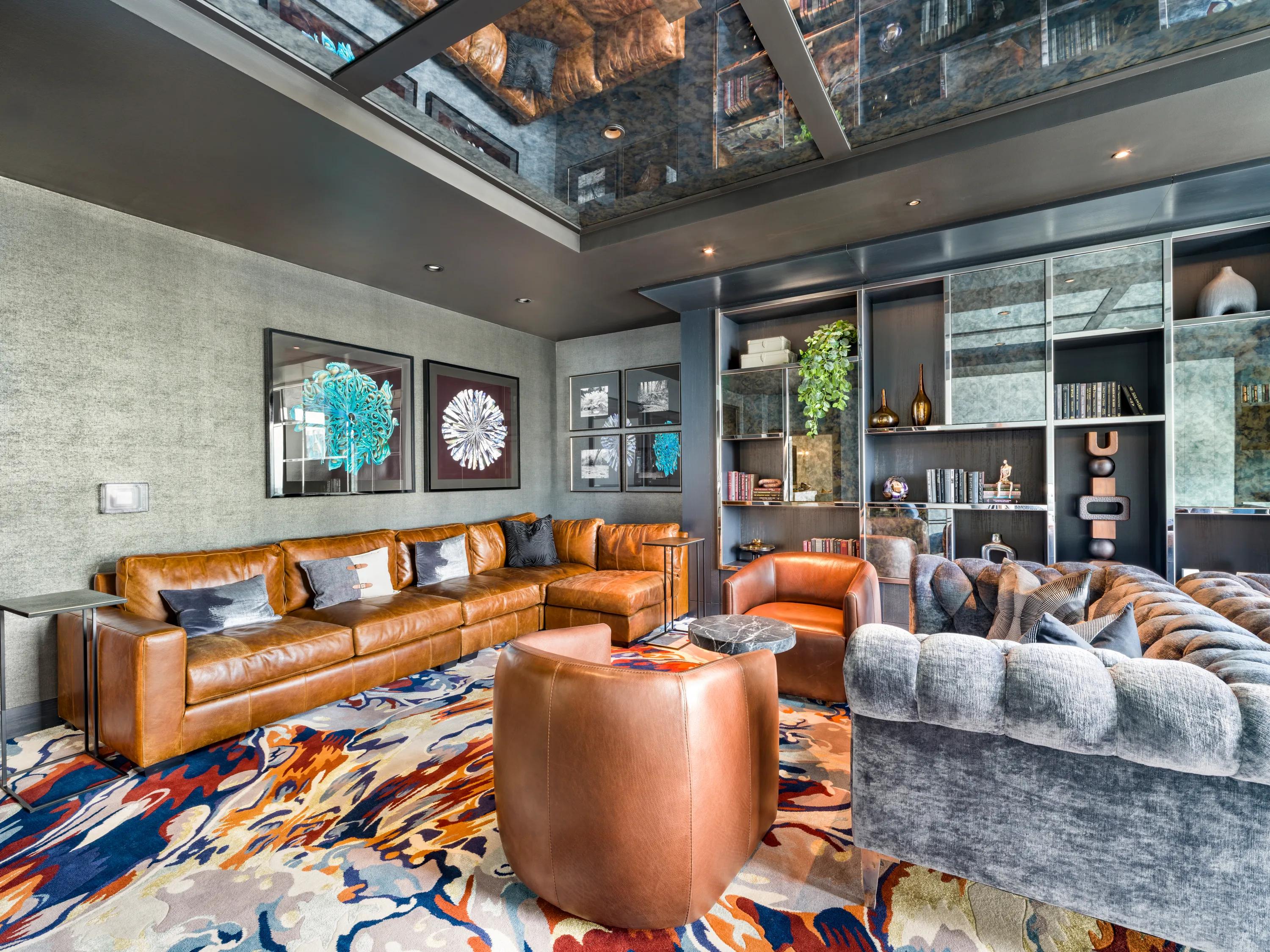 Resident club room with rich textures modera parkside apartment homes for rent in atlanta ga