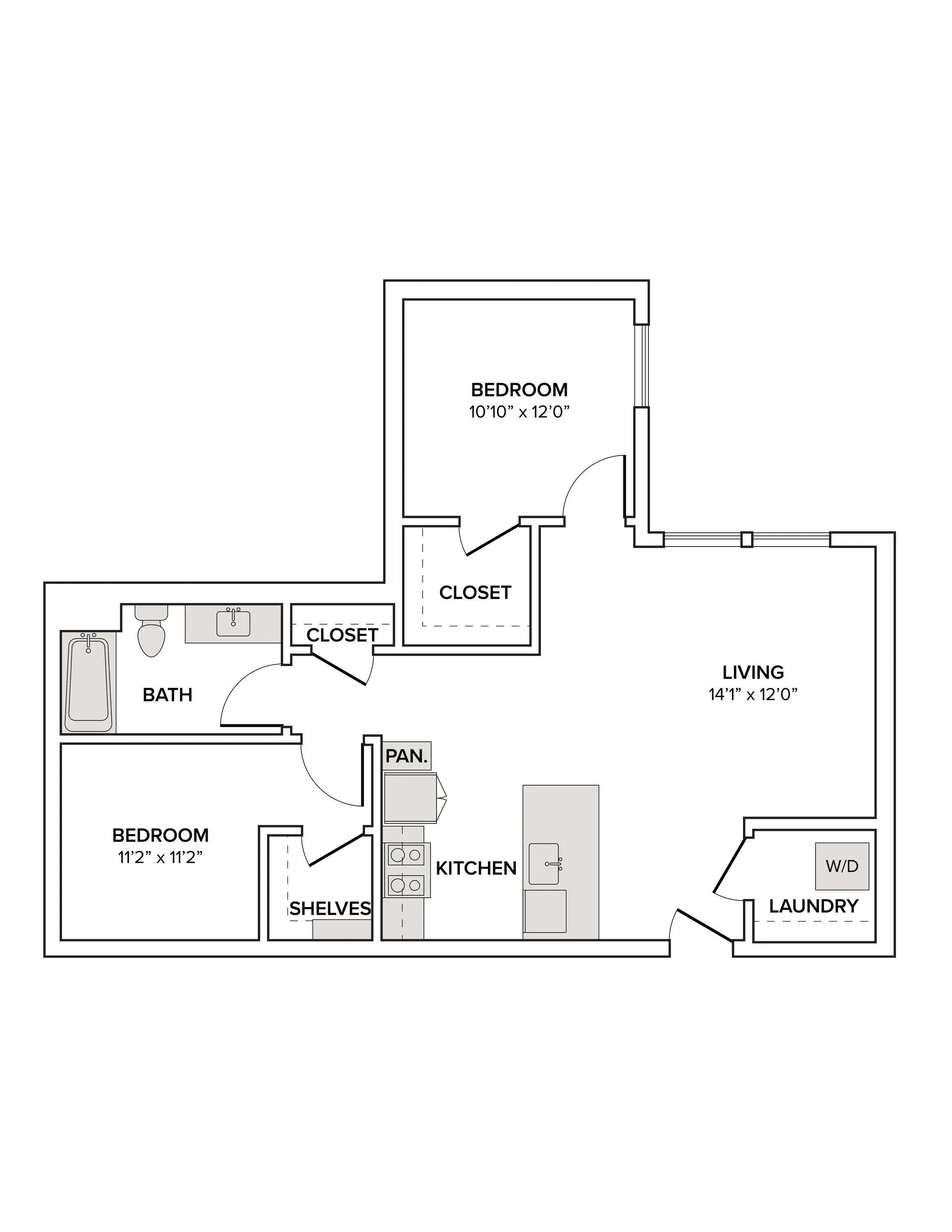 902 square foot one bedroom one bath with den apartment floor plan image
