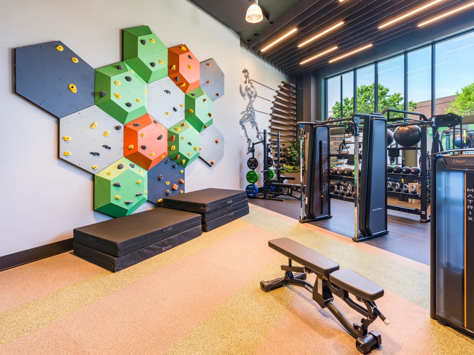 climbing wall at modera h street apartment homes for rent in washington dc