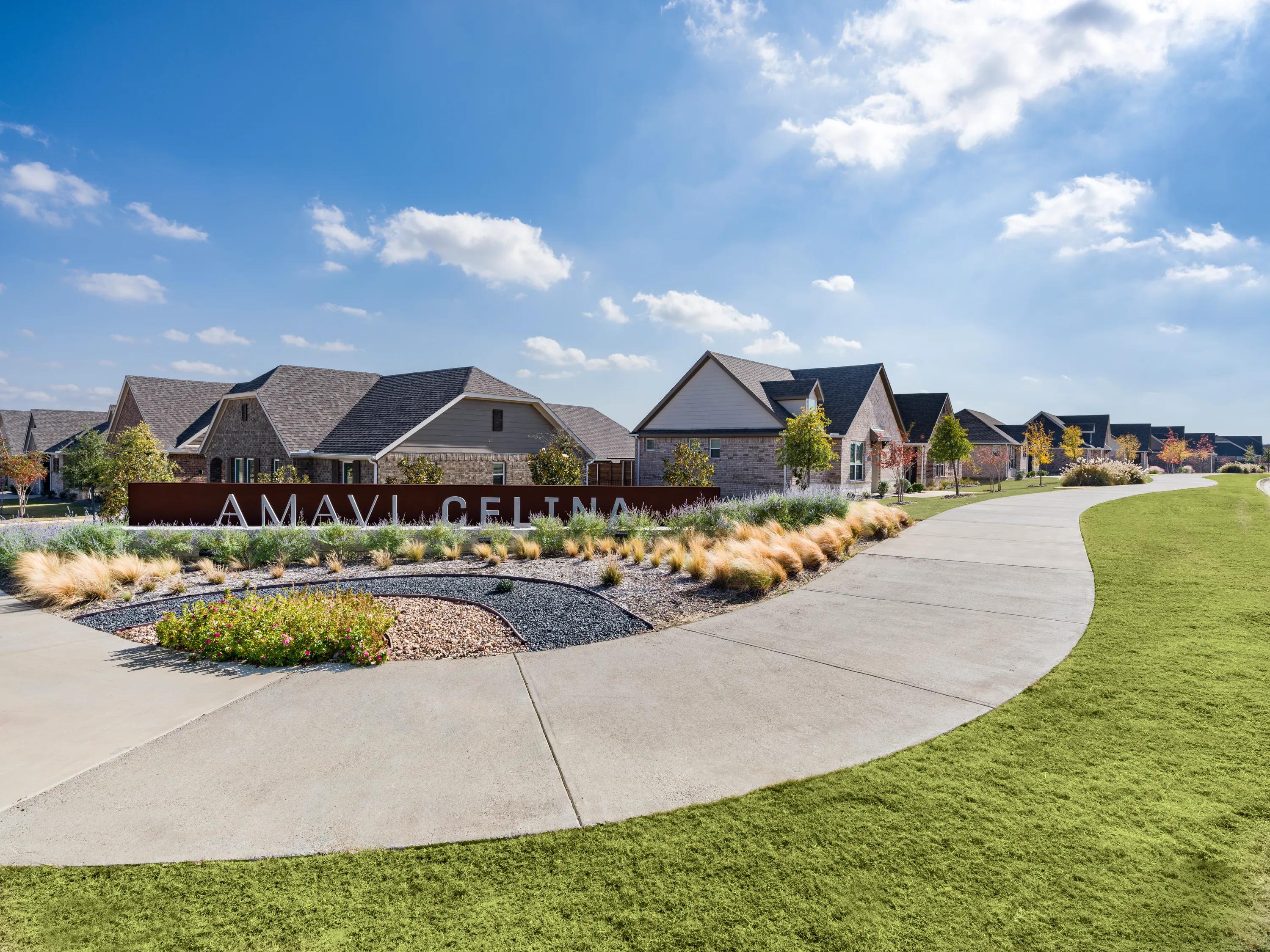 amavi celina entrance with signage and landscaping amavi celina single family homes for rent in texas