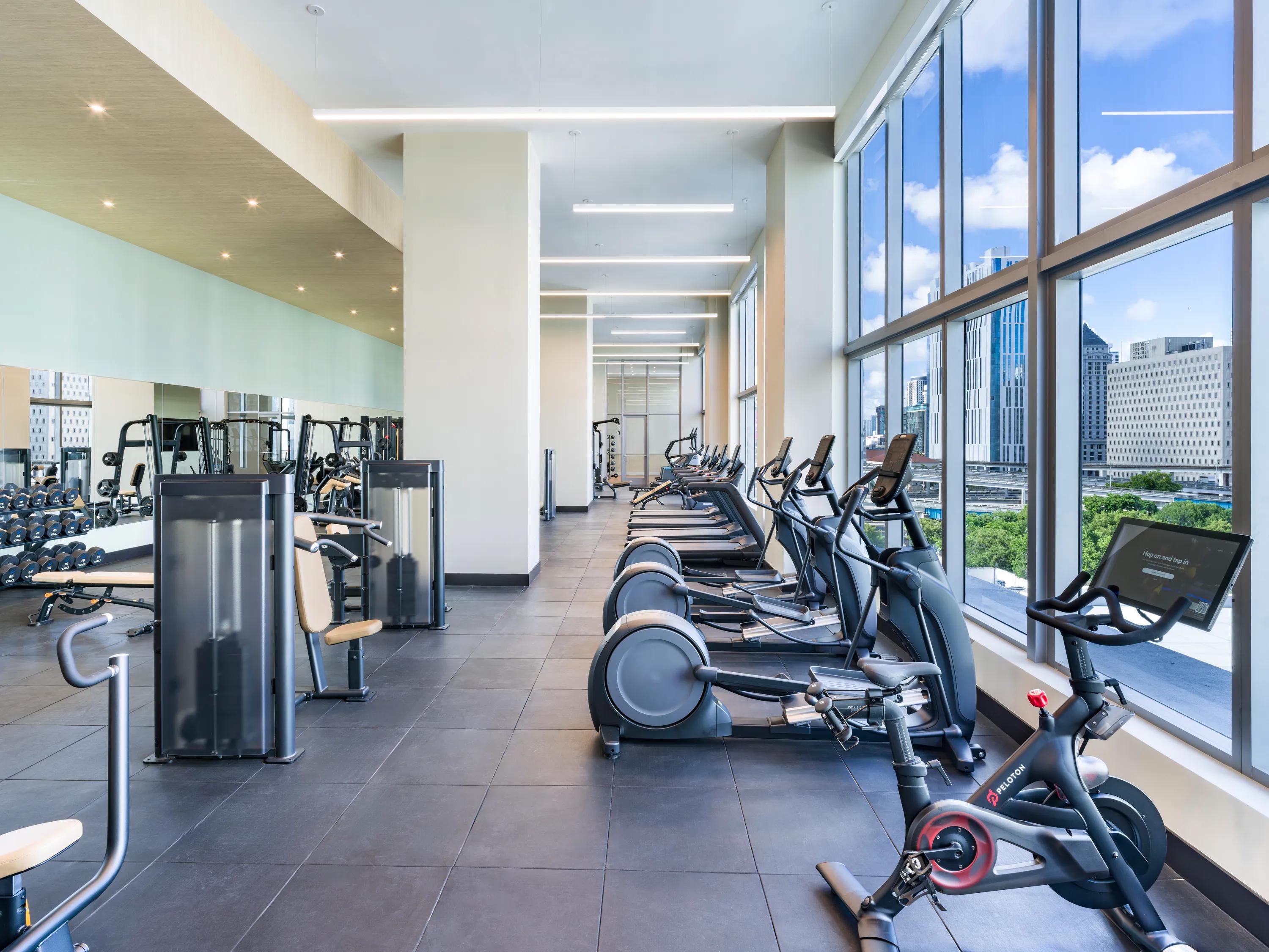 fitness center with premium weight and cardio equipment modera riverside apartment homes for rent in miami fl