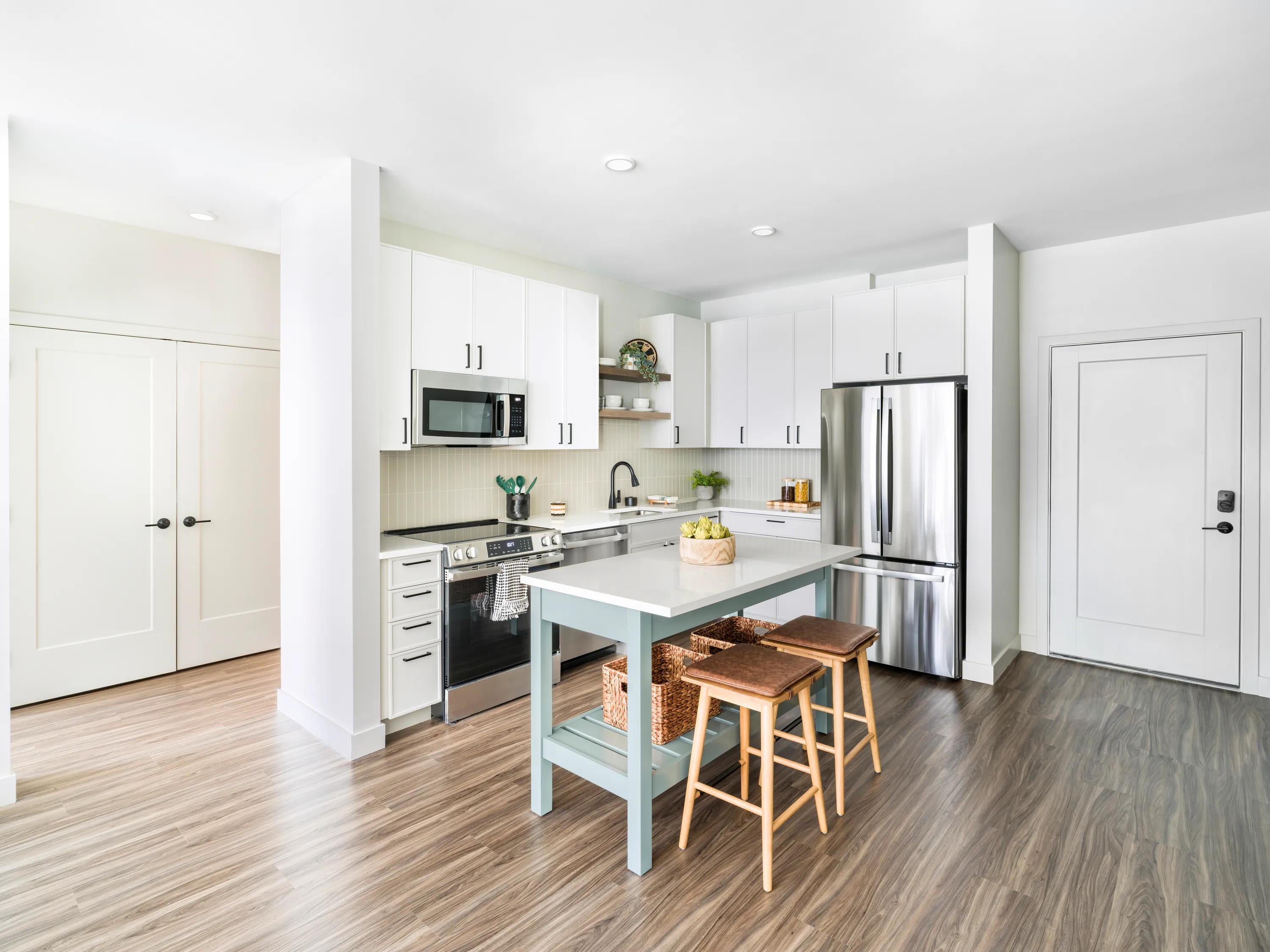open kitchen and living area modera south shore apartment homes for rent in marshfield ma