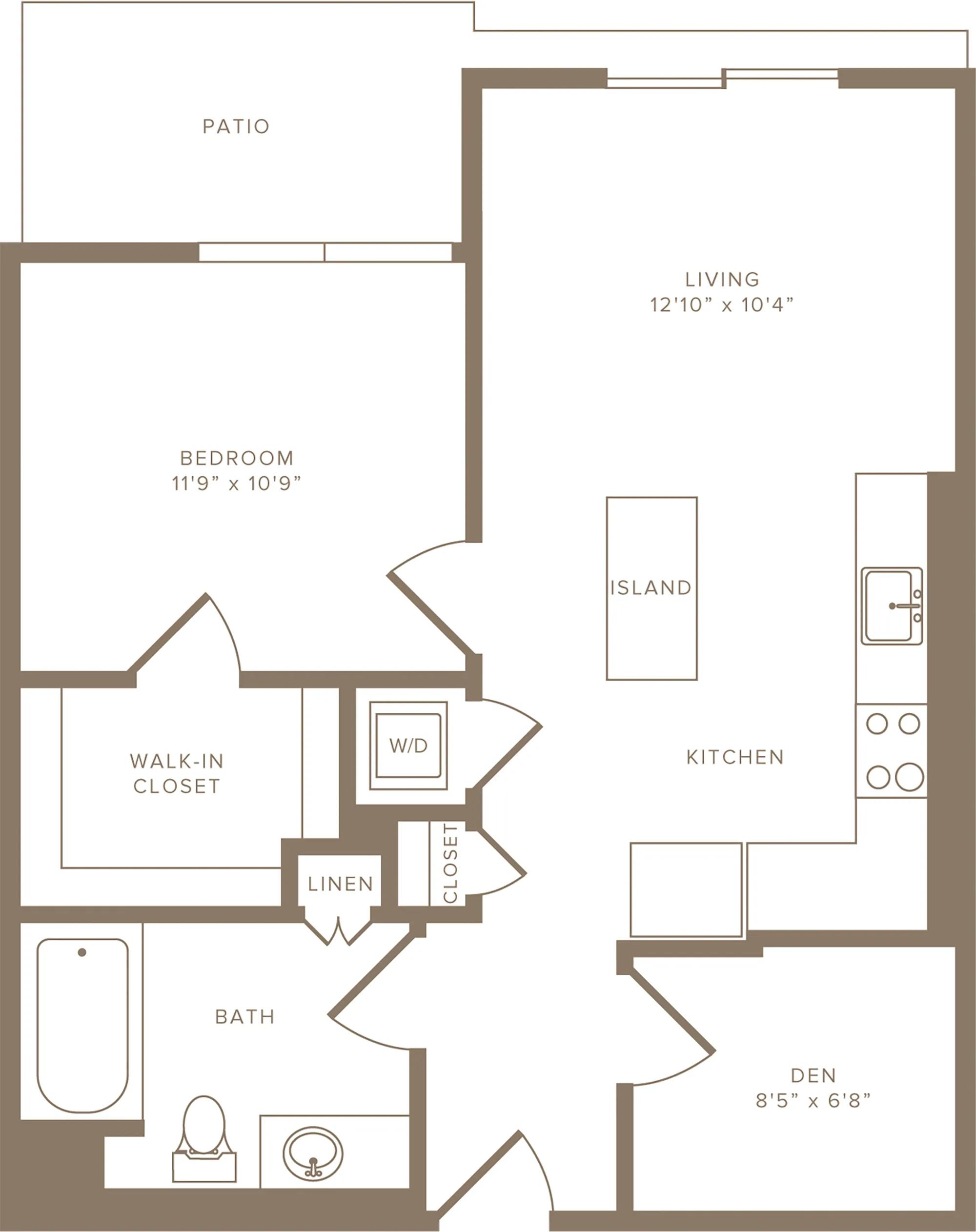 705 square foot one bedroom one bath floor plan image