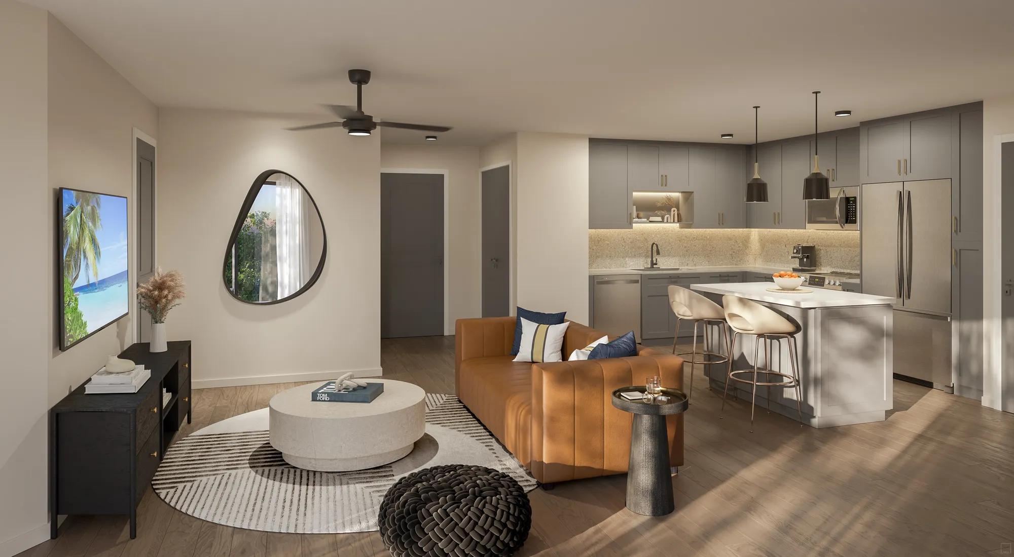 1-, 2-, and 3-bedroom apartment homes with den and loft layouts available