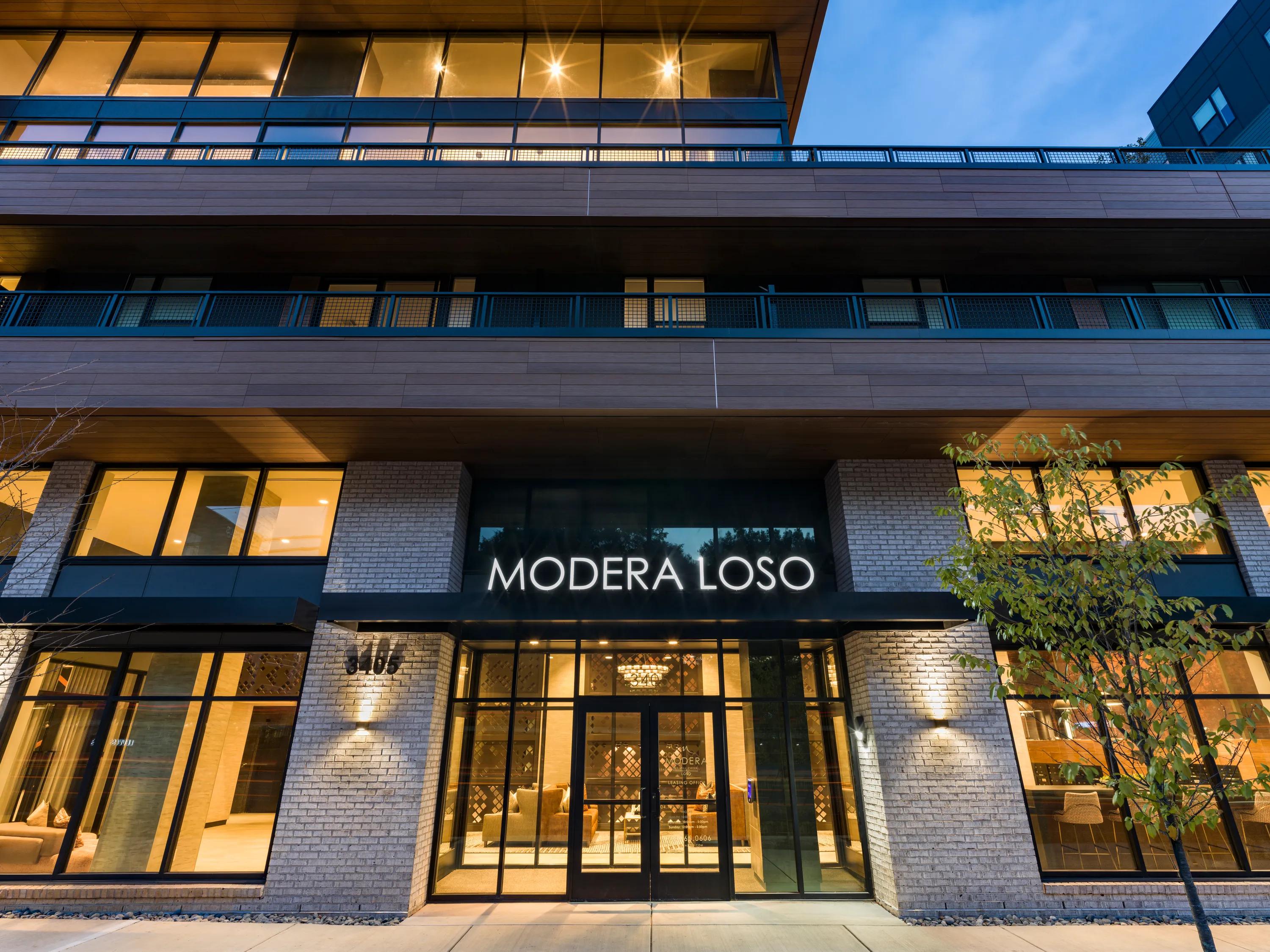 front entrance to leasing office modera loso apartment homes for rent in charlotte nc