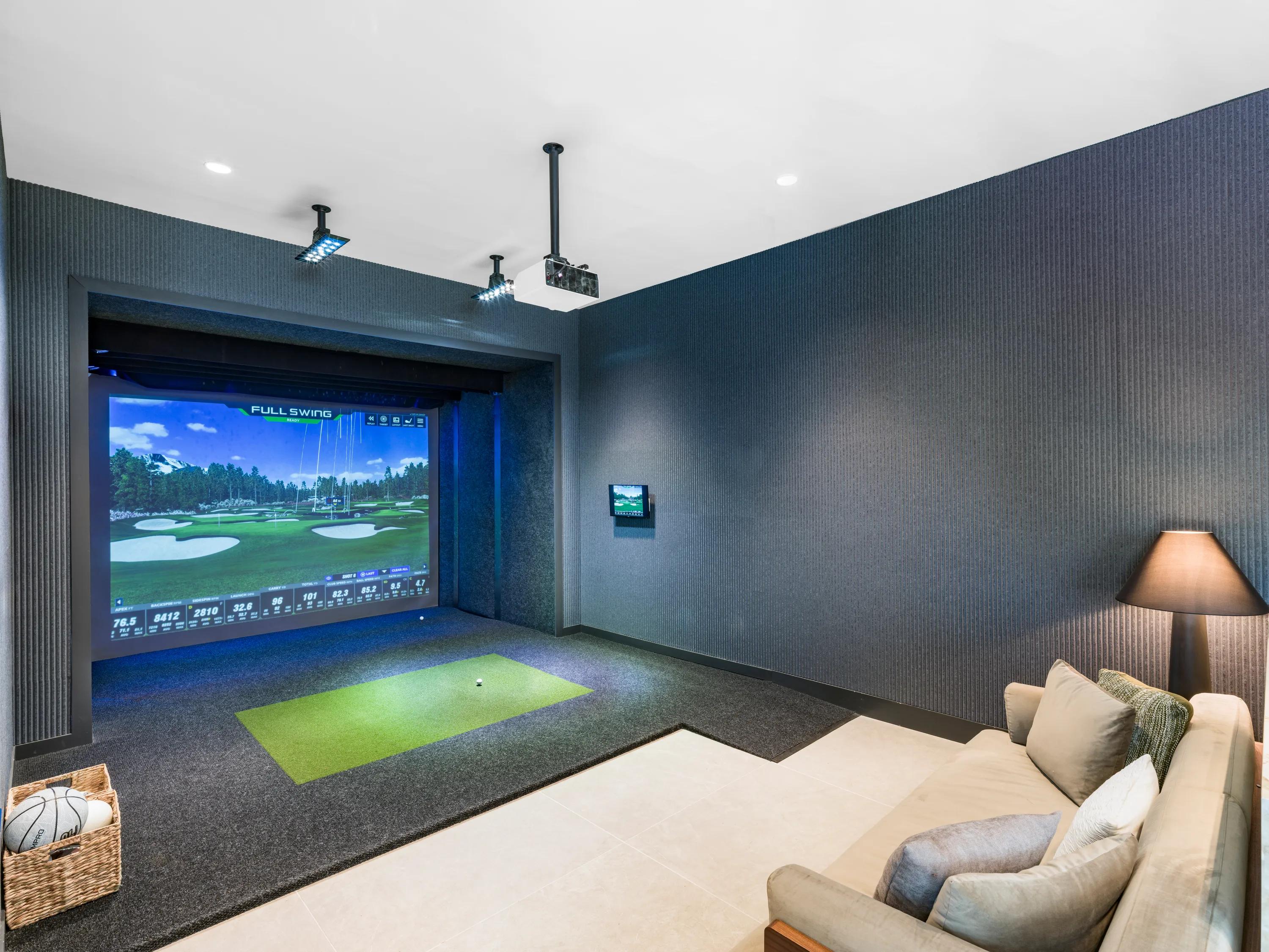 golf simulator room with seating modera riverview apartment homes for rent in tn rendering
