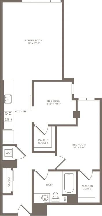 2 Beds |  1 Bath |  "apartment"